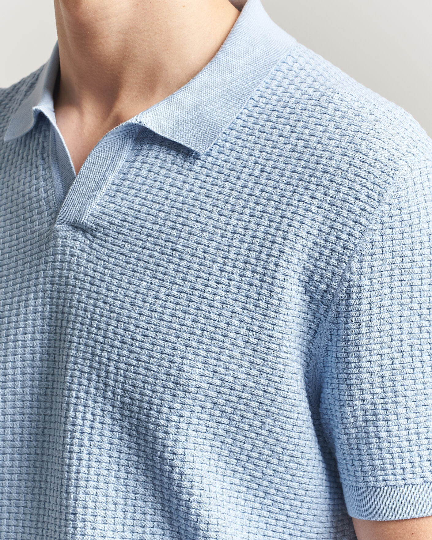 Herren | Poloshirts | BOSS BLACK | Natalo Structured Knitted Polo Light Blue