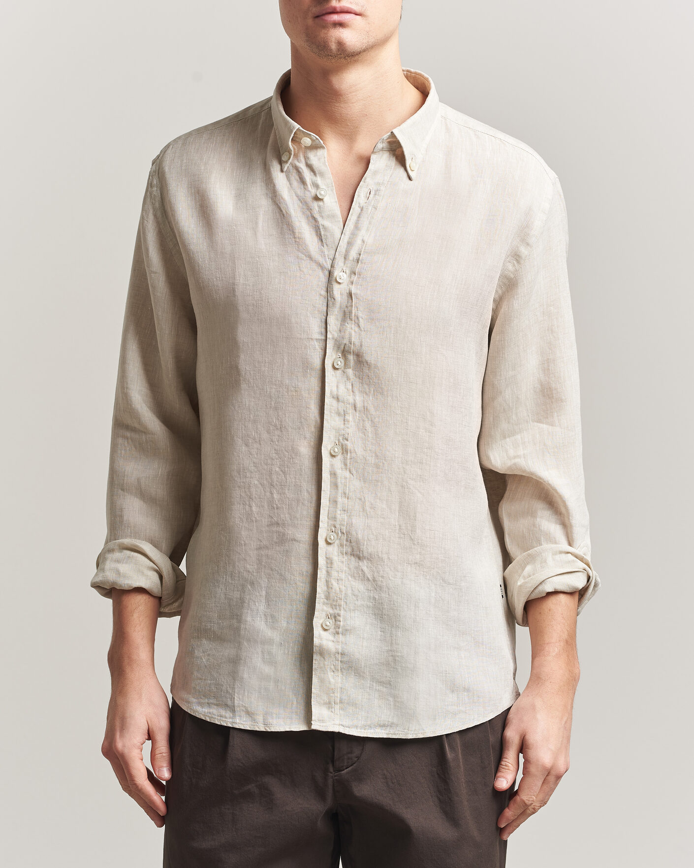 Herren | Hemden | BOSS BLACK | Liam Linen Shirt Open Beige