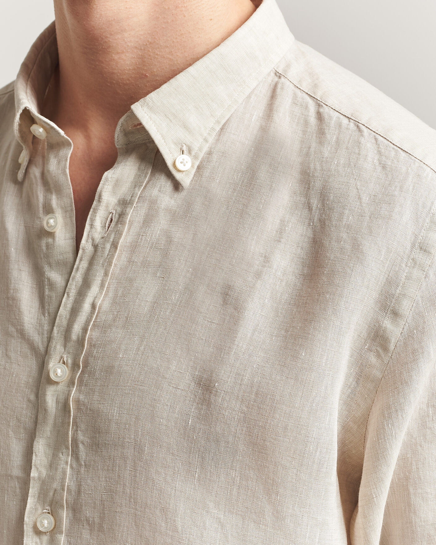 Herren | Hemden | BOSS BLACK | Liam Linen Shirt Open Beige