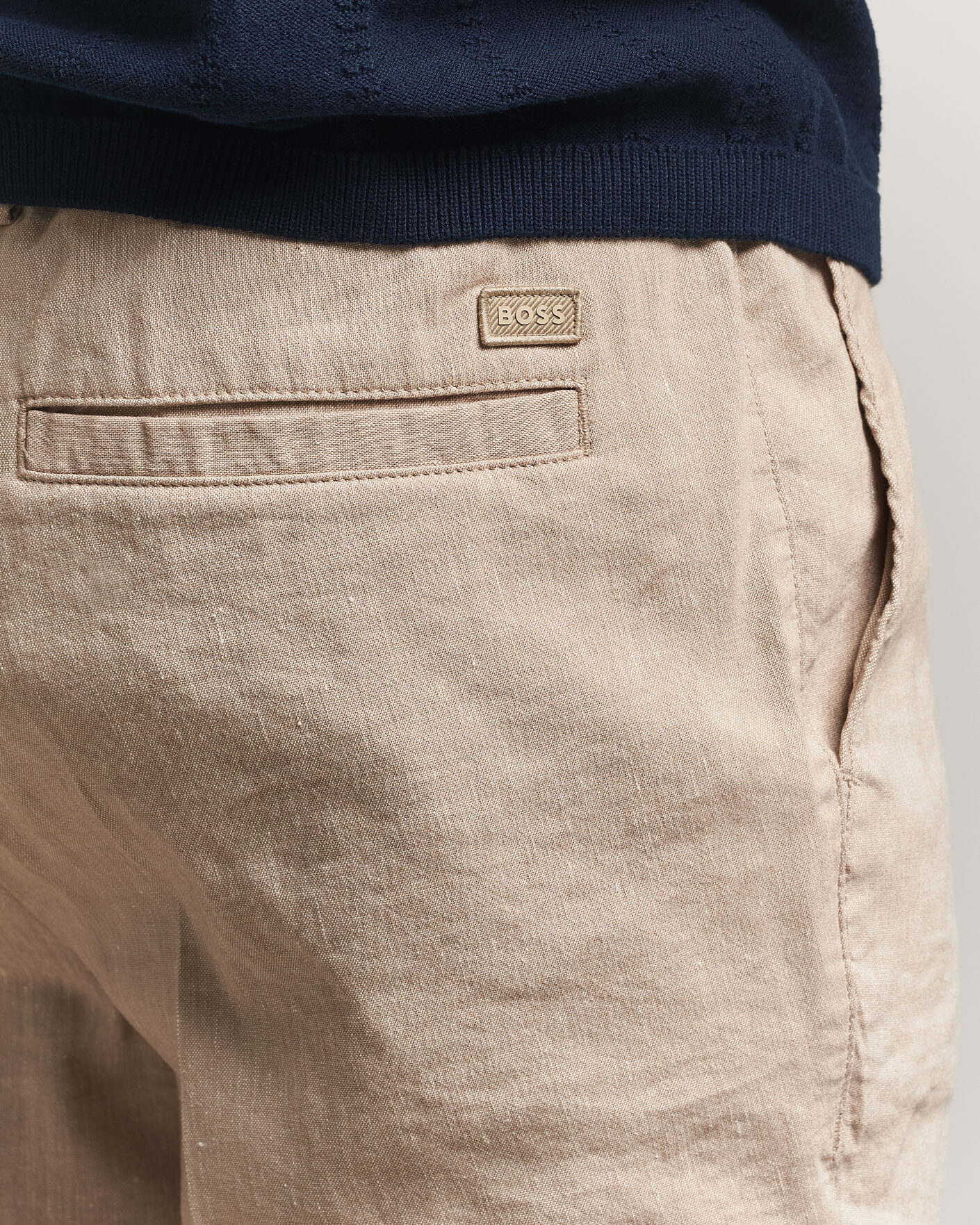 Herren | Shorts | BOSS BLACK | Kane Linen Drawstring Shorts Open Beige