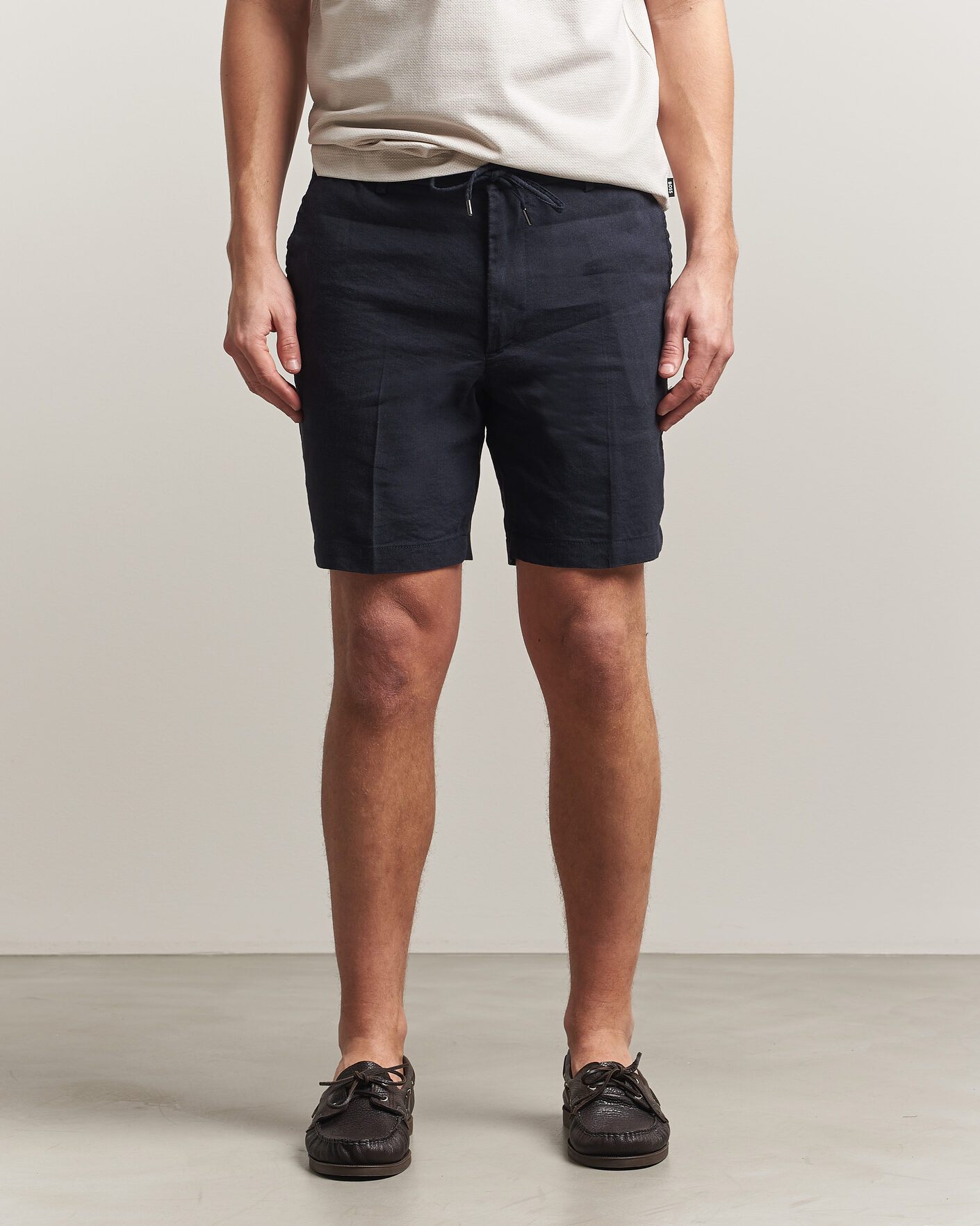 Herren | Shorts | BOSS BLACK | Kane Linen Drawstring Shorts Dark Blue