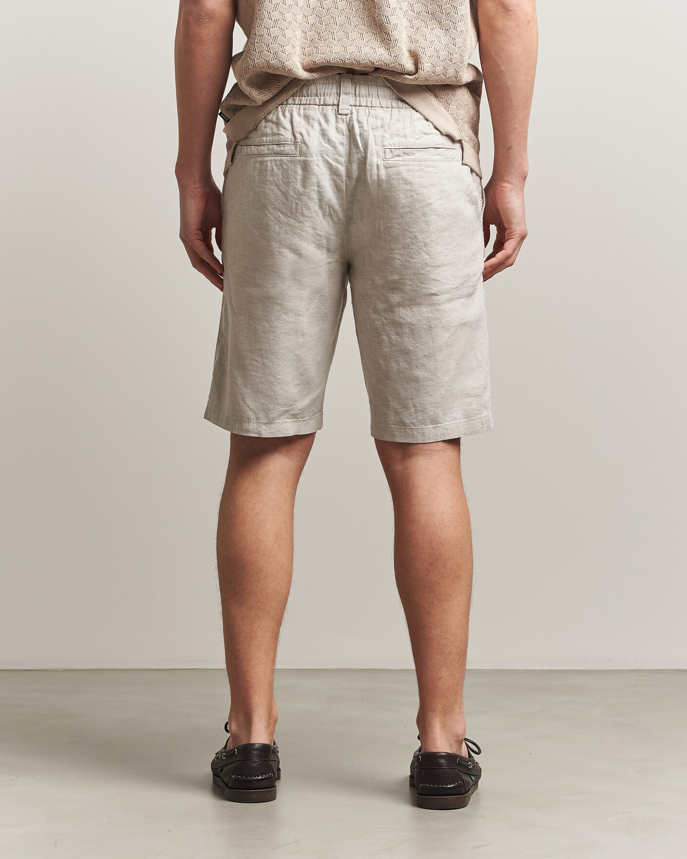 Herren | Shorts | BOSS ORANGE | Tapered Linen Drawstring Shorts Open Grey