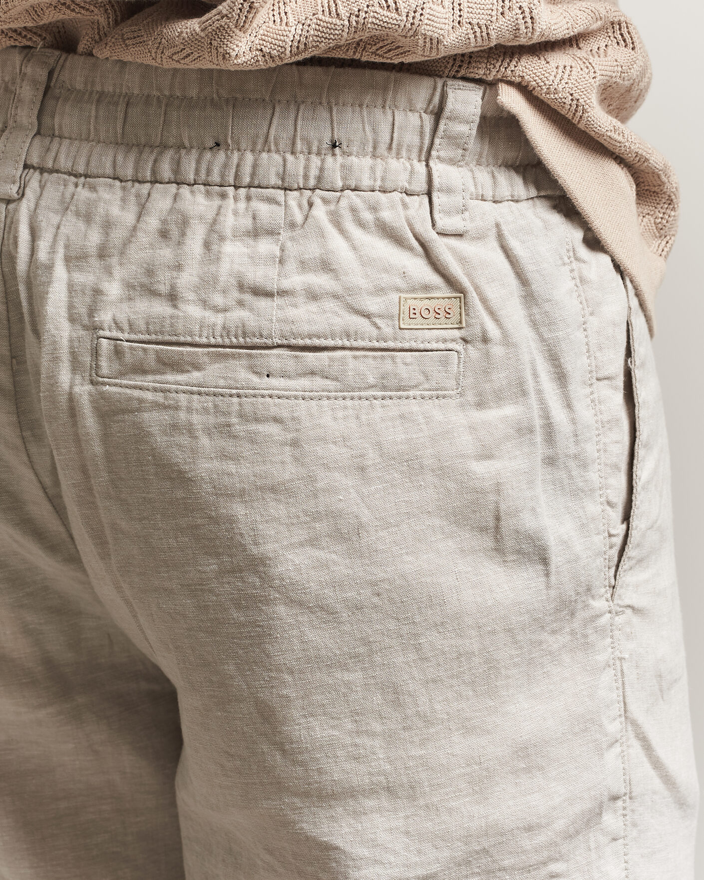 Herren | Shorts | BOSS ORANGE | Tapered Linen Drawstring Shorts Open Grey