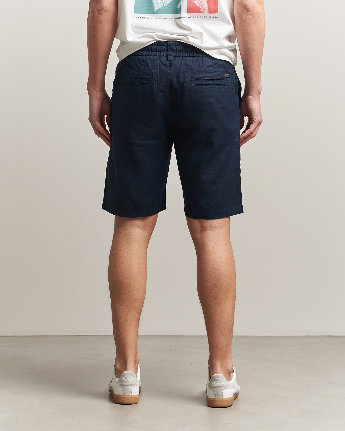 Herren | Shorts | BOSS ORANGE | Tapered Linen Drawstring Shorts Dark Blue