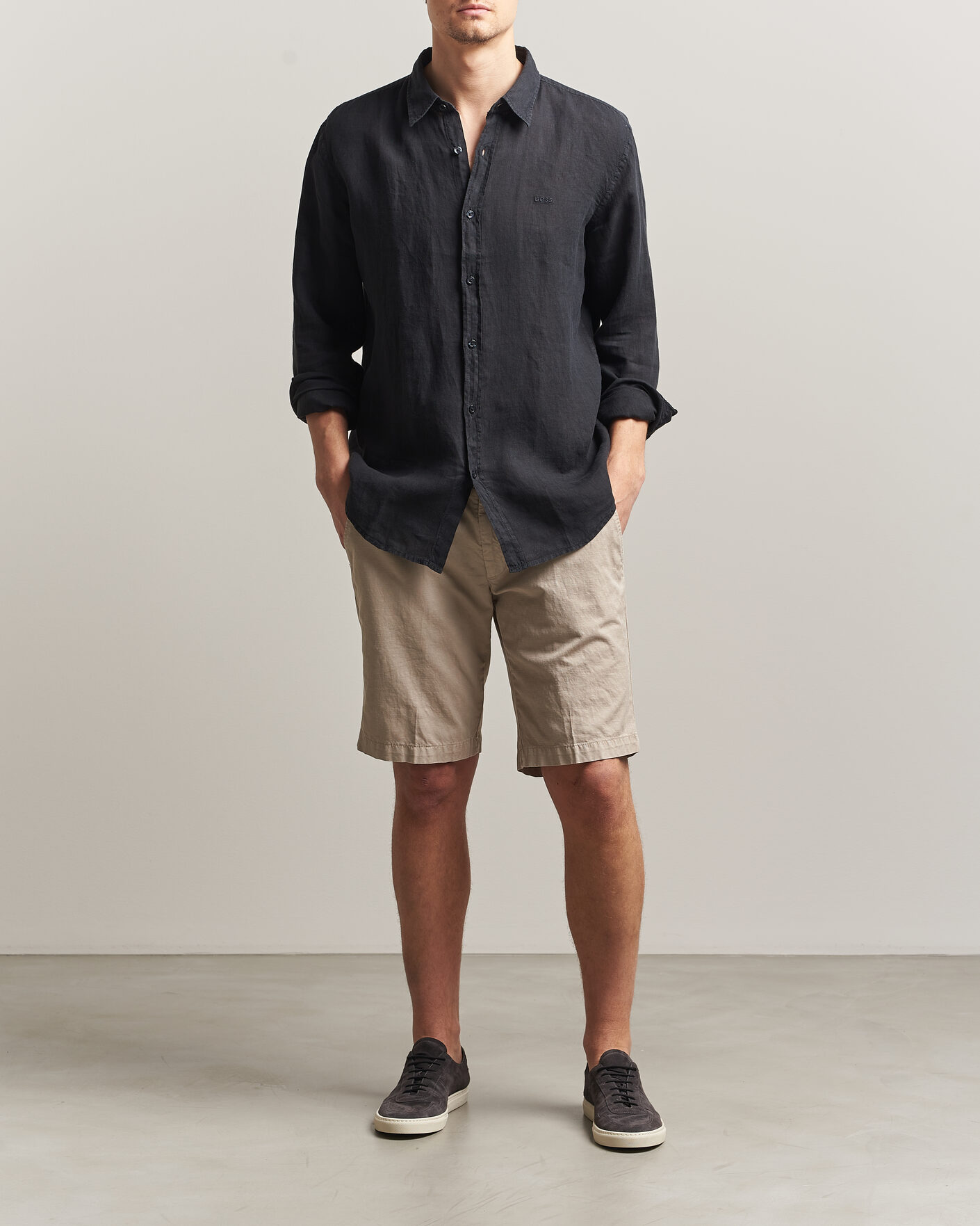 Herren | Hemden | BOSS ORANGE | Relegant Linen Shirt Black