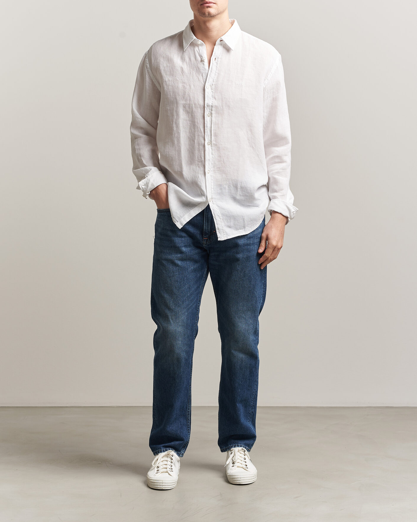 Herren | Hemden | BOSS ORANGE | Relegant Linen Shirt White