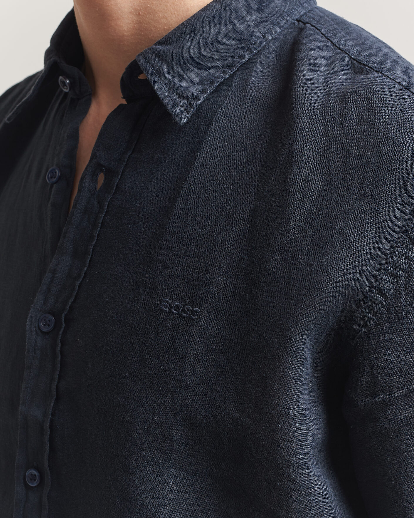 Herren | Hemden | BOSS ORANGE | Relegant Linen Shirt Dark Blue