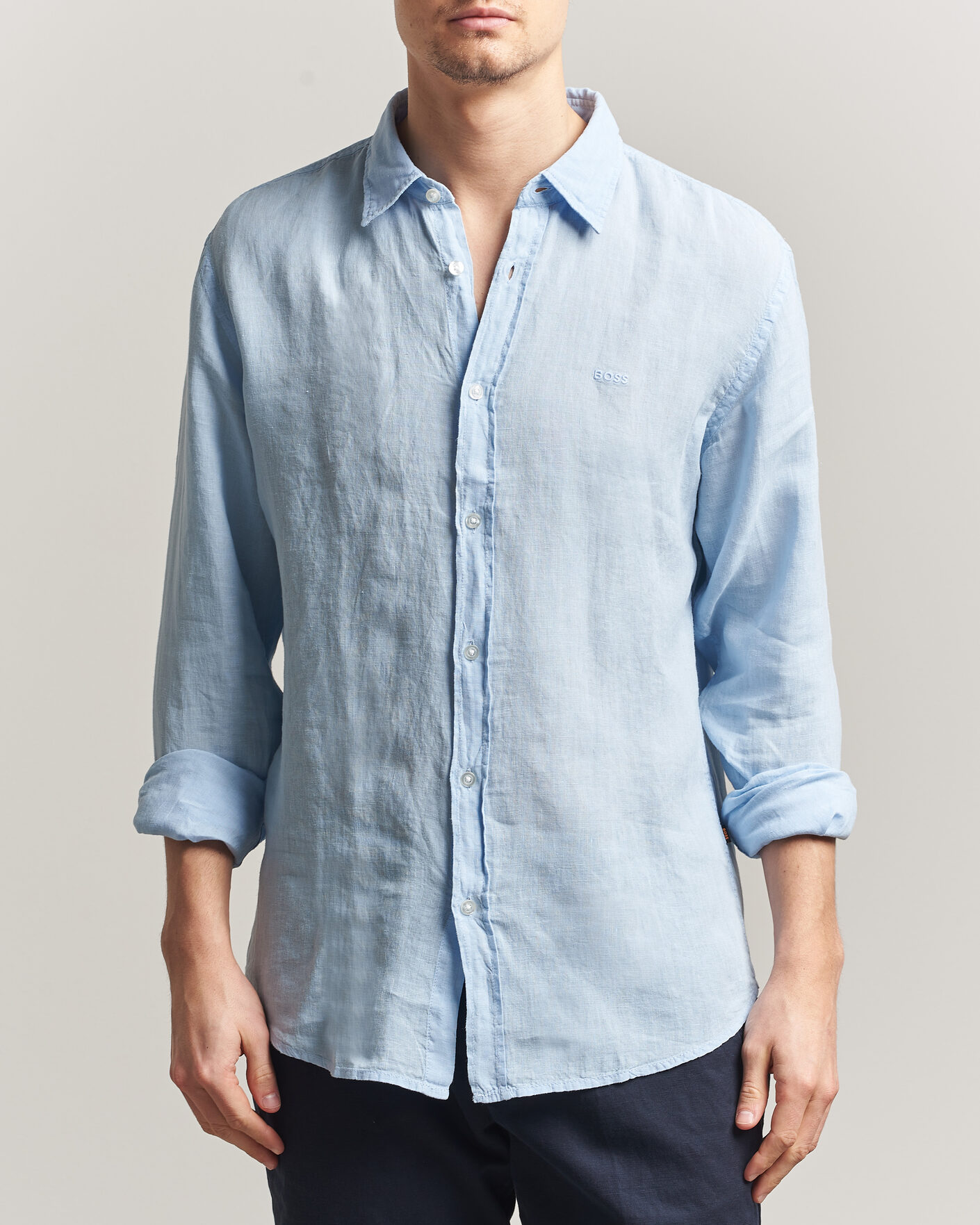 Herren | Hemden | BOSS ORANGE | Relegant Linen Shirt Light Blue