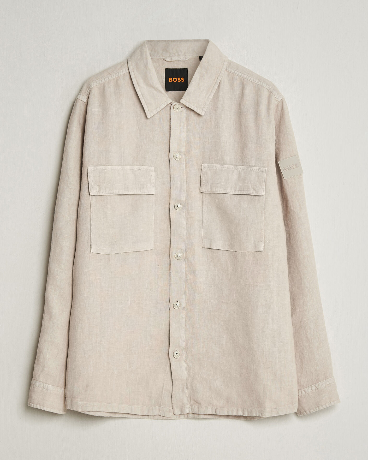 Herren | Hemden | BOSS ORANGE | Locky Linen Overshirt Beige