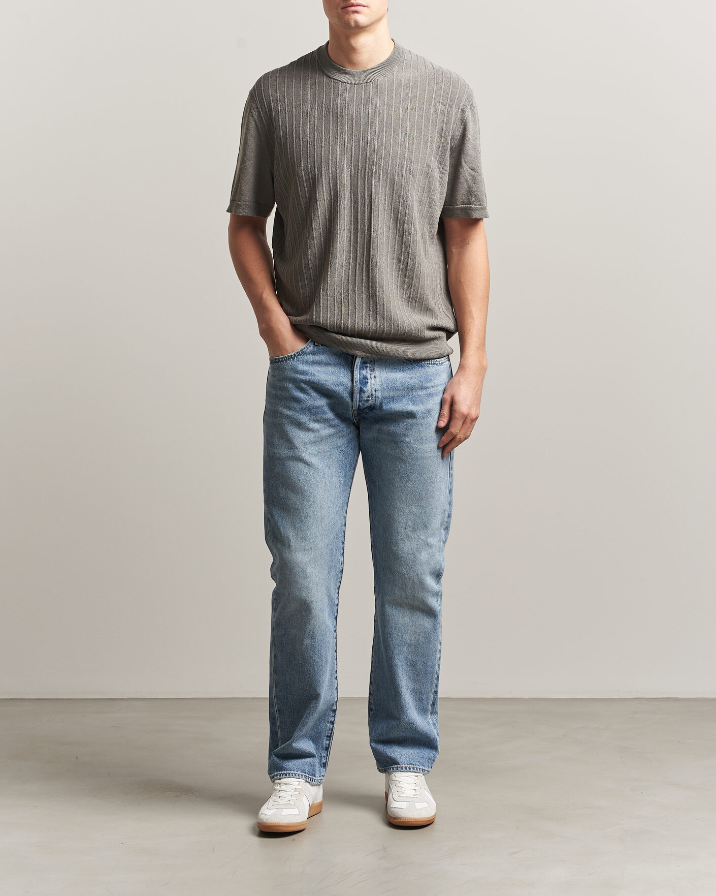 Herren | T-Shirts | BOSS ORANGE | Kajordino Linen/Cotton Knitted T-Shirt Green