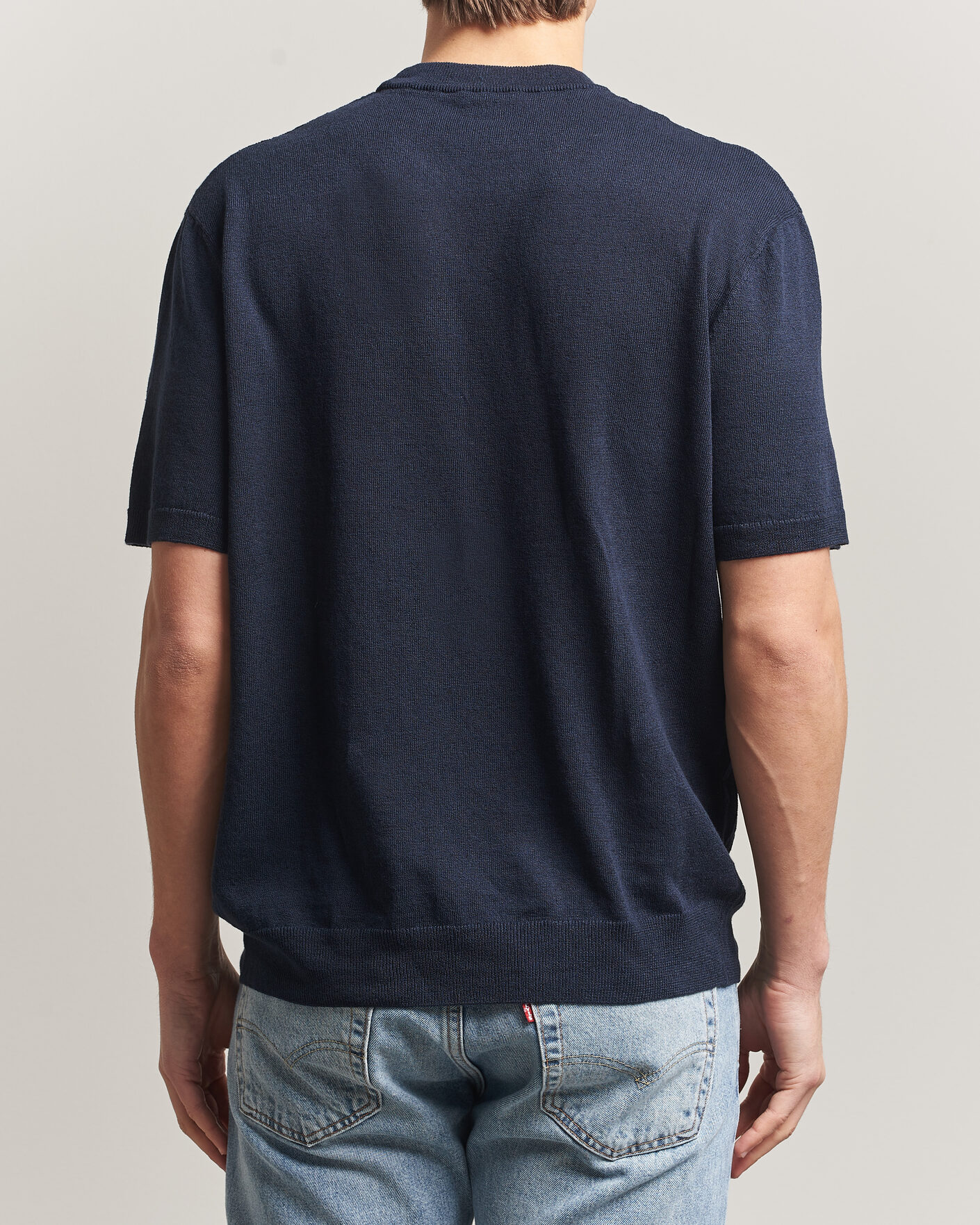 Herren | T-Shirts | BOSS ORANGE | Kajordino Linen/Cotton Knitted T-Shirt Dark Blue