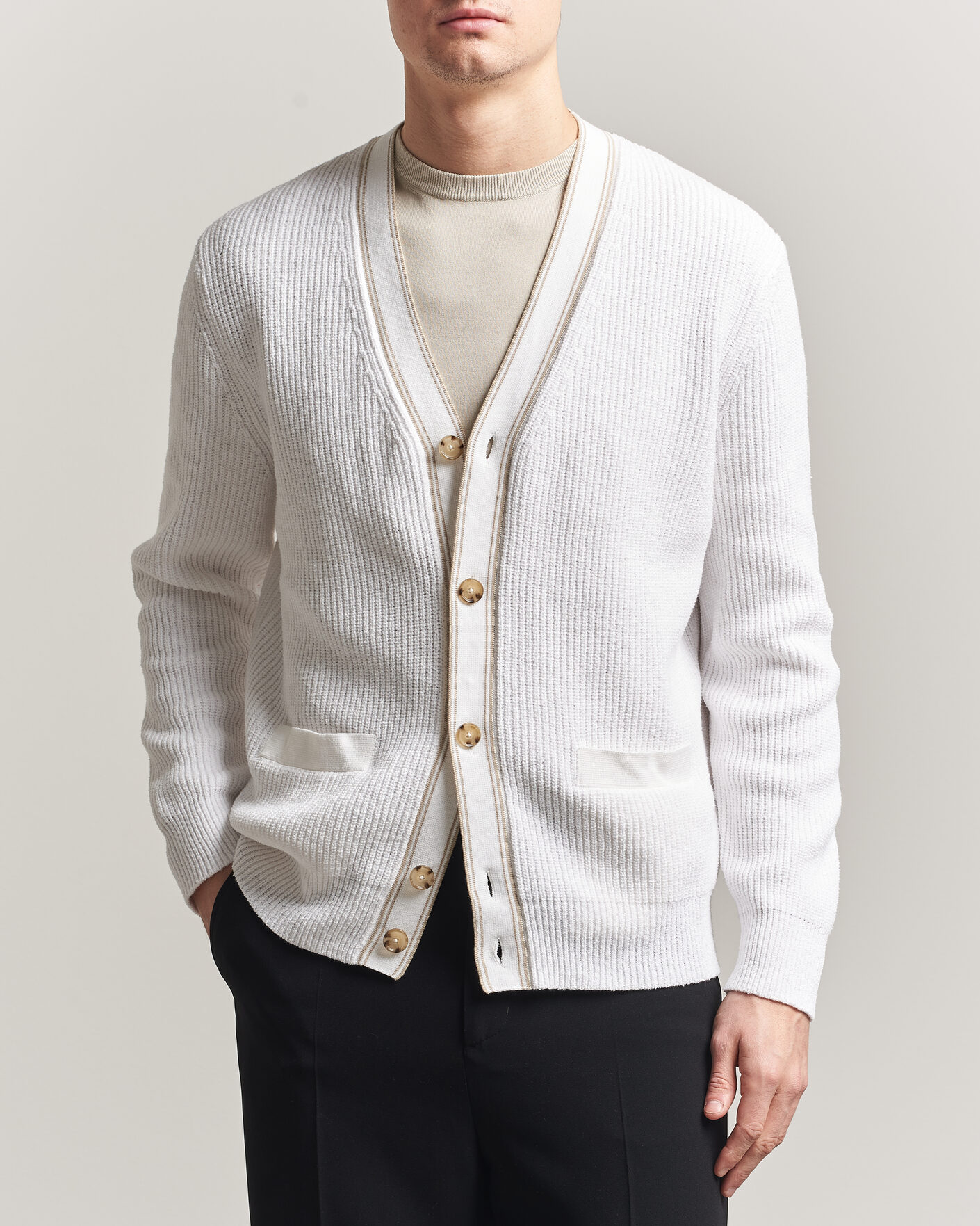 Herren | Pullover | BOSS BLACK | Napoli Knitted Cardigan White