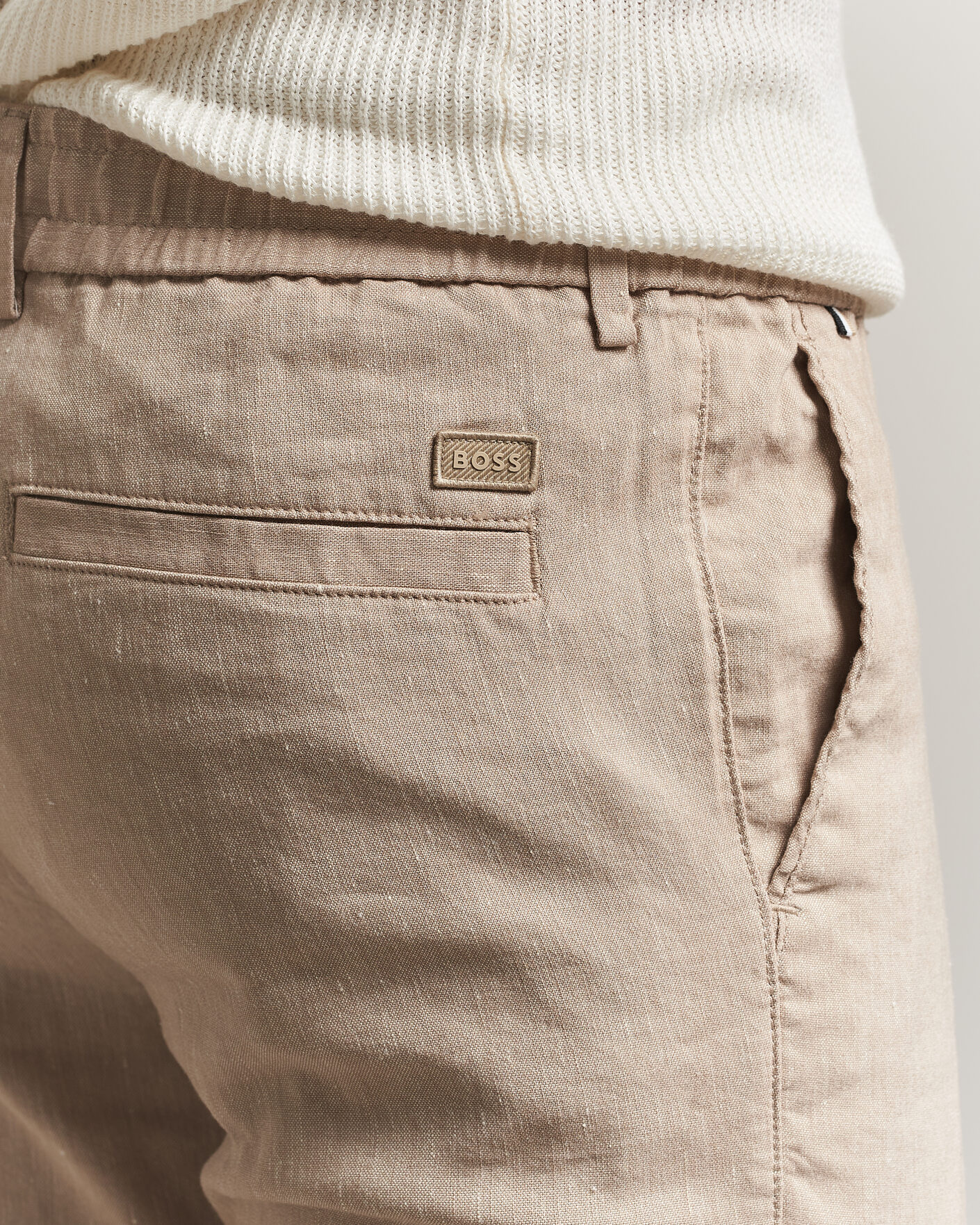 Herren | Hosen | BOSS BLACK | Kane Linen Drawstring Trousers Open Beige