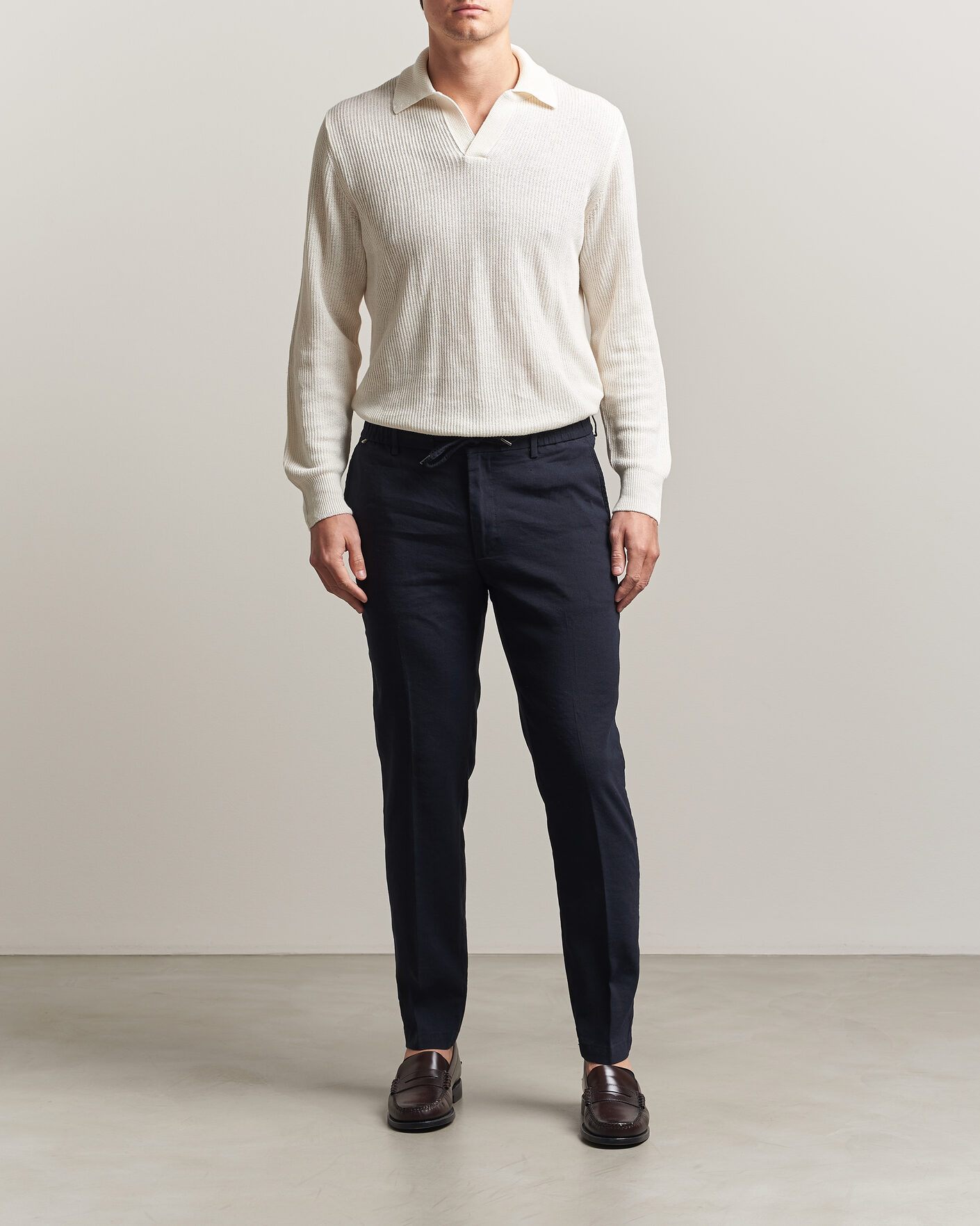 Herren | Hosen | BOSS BLACK | Kane Linen Drawstring Trousers Dark Blue