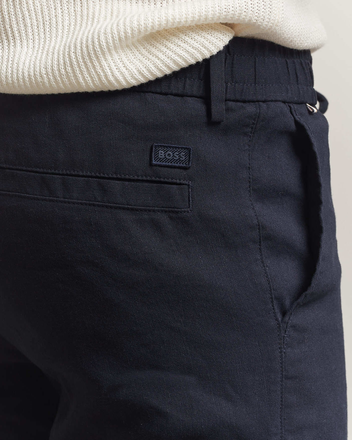 Herren | Hosen | BOSS BLACK | Kane Linen Drawstring Trousers Dark Blue
