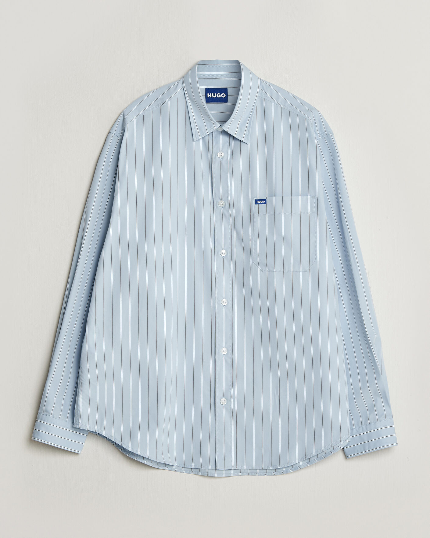 Herren | Hemden | HUGO | Ebalto Striped Cotton Shirt Open Blue
