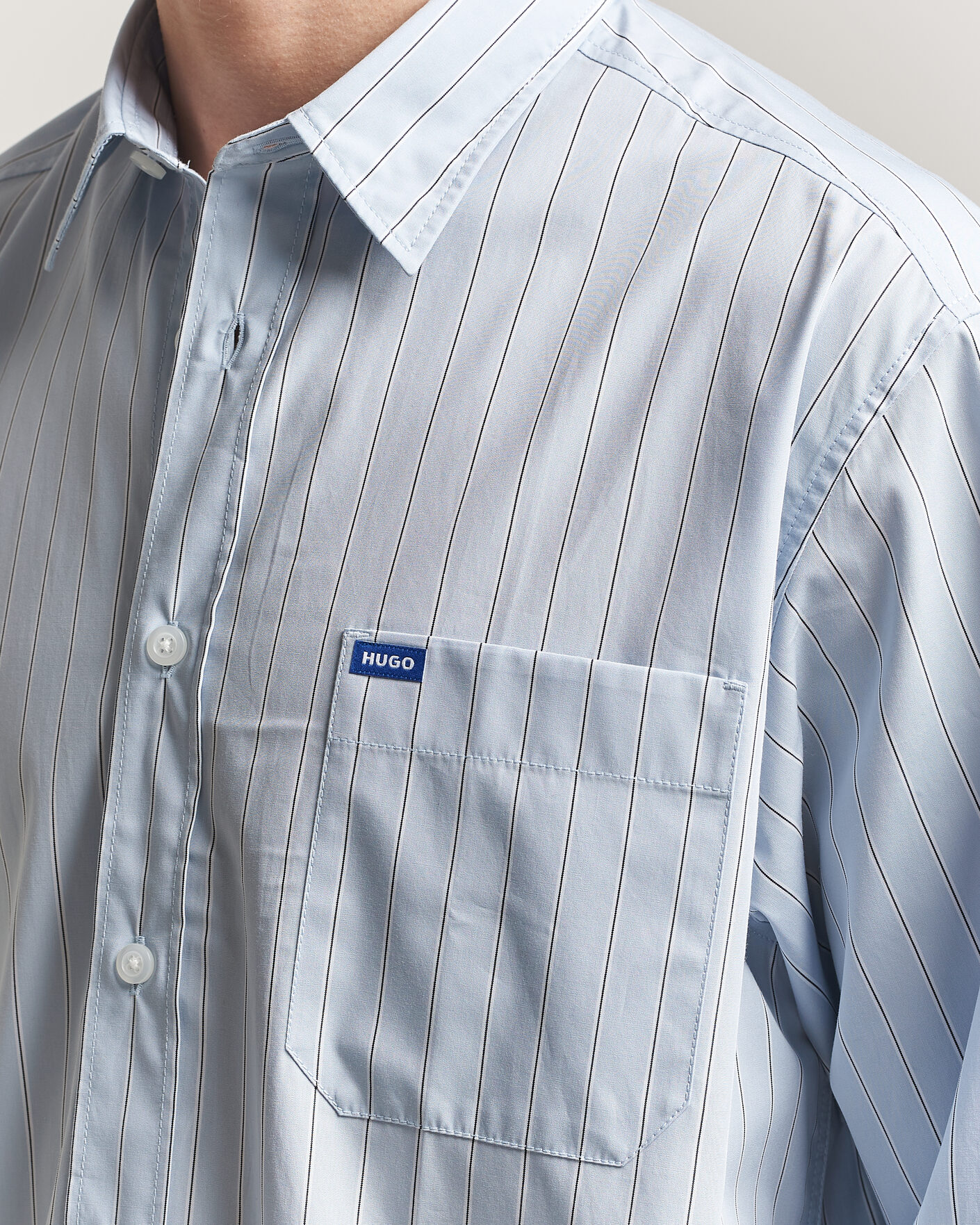 Herren | Hemden | HUGO | Ebalto Striped Cotton Shirt Open Blue