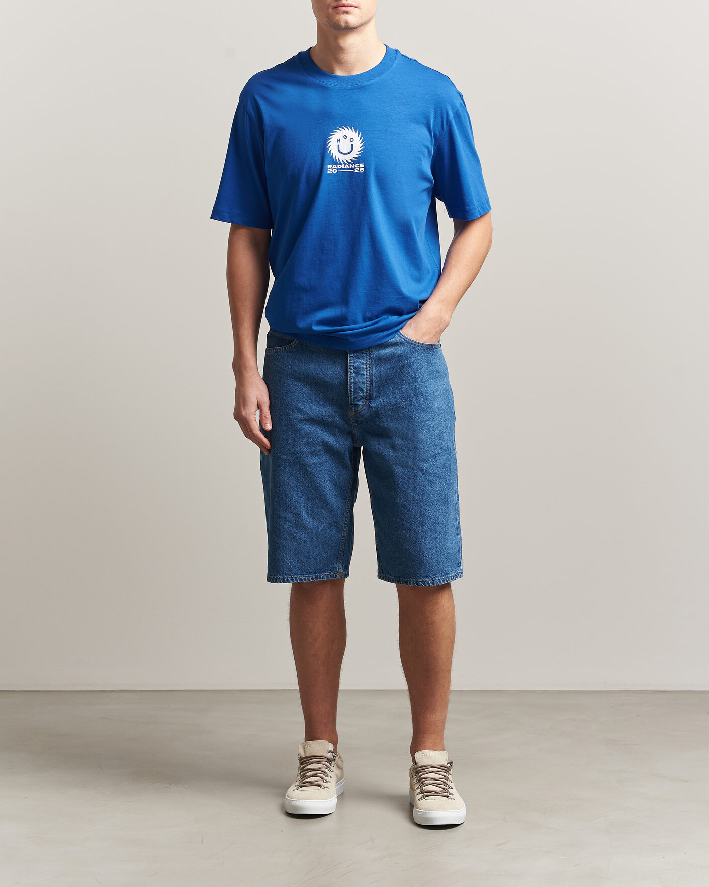 Herren | T-Shirts | HUGO | Nunarix Printed Crew Neck T-Shirt Open Blue