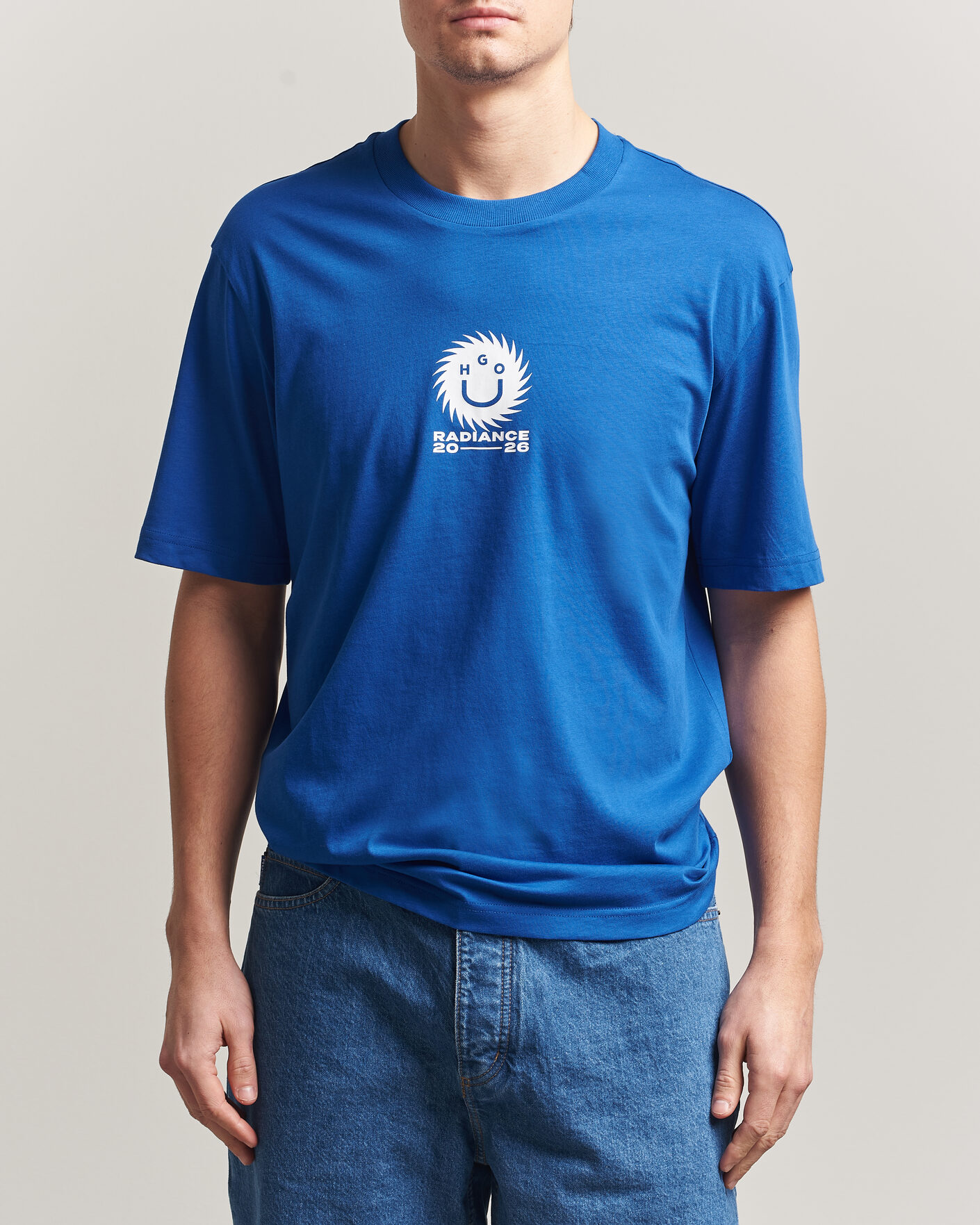 Herren | T-Shirts | HUGO | Nunarix Printed Crew Neck T-Shirt Open Blue
