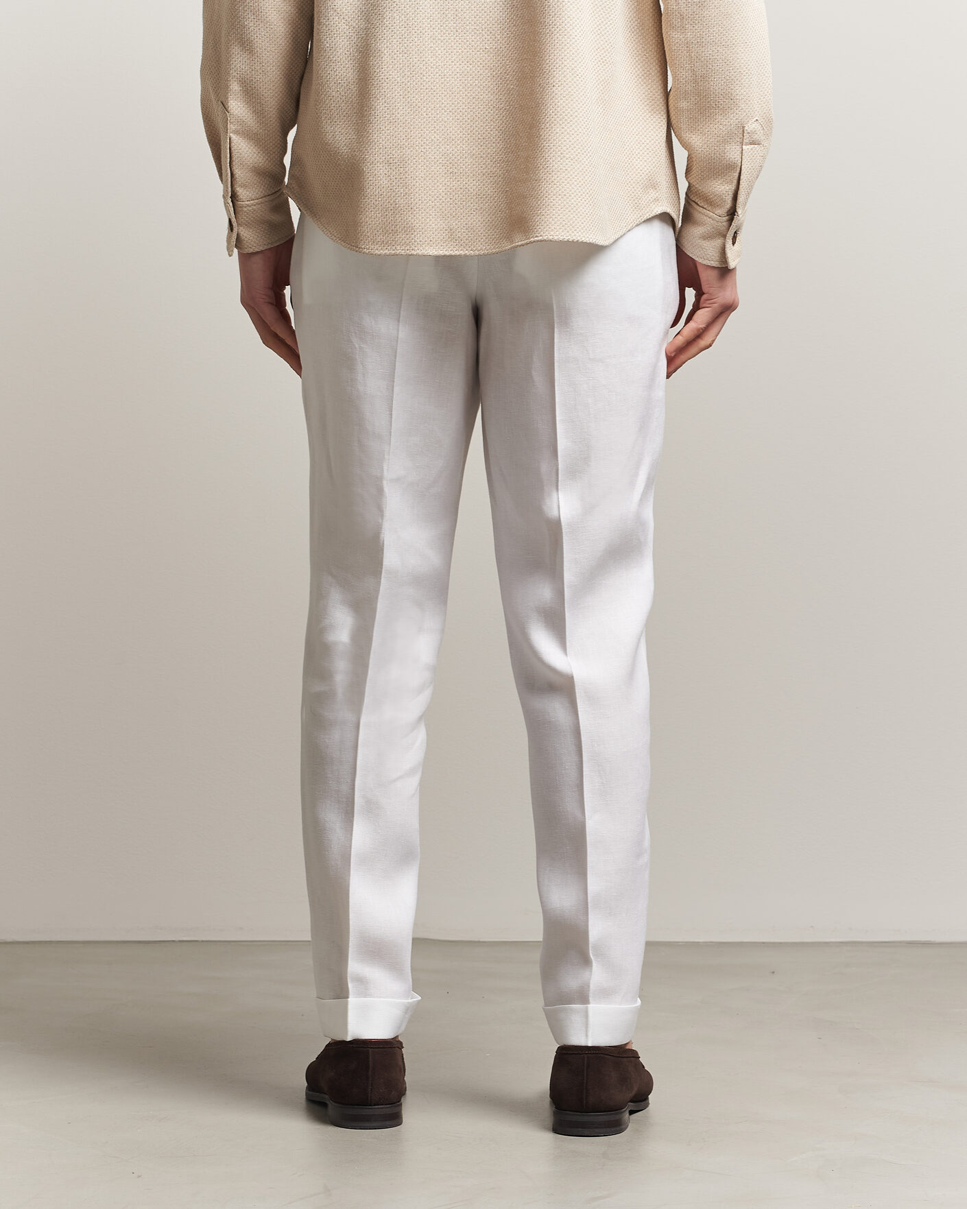 Herren | Hosen | BOSS CAMEL | Peet Linen Pleated Trousers White