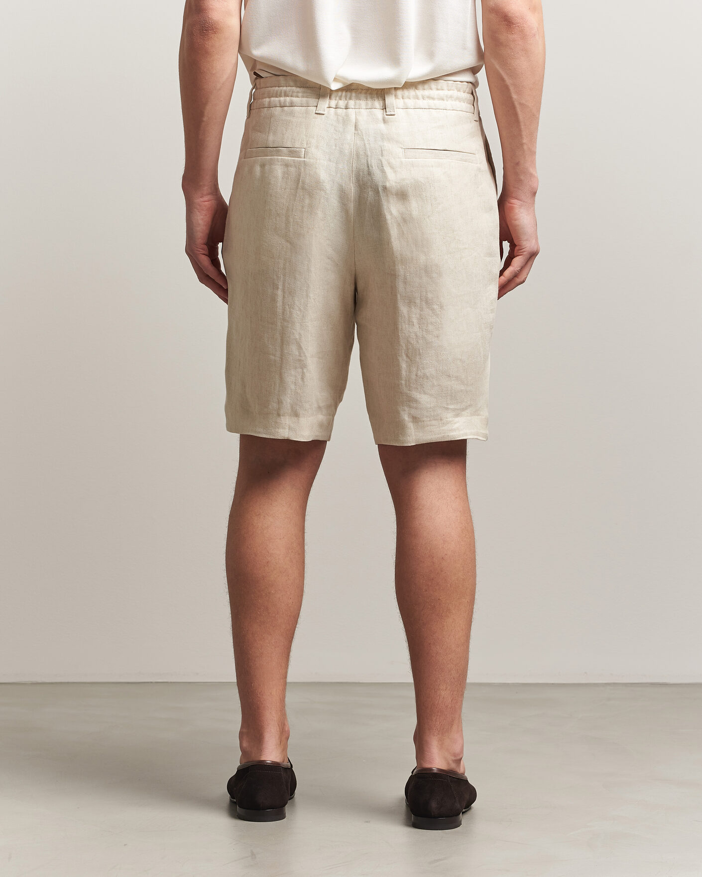 Herren | Shorts | BOSS CAMEL | Peet Linen Drawstring Shorts Open White