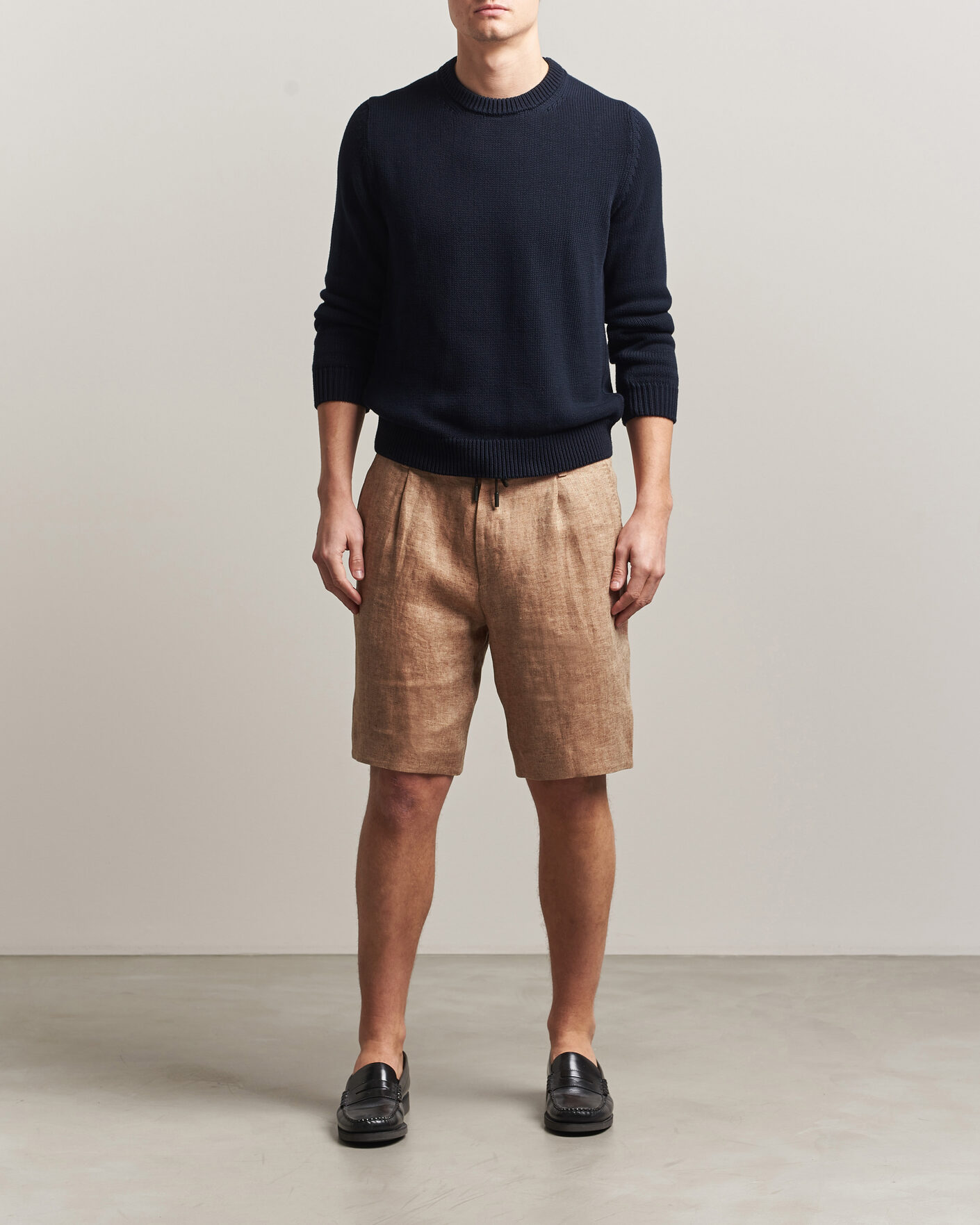 Herren | Shorts | BOSS CAMEL | Peet Linen Drawstring Shorts Medium Beige