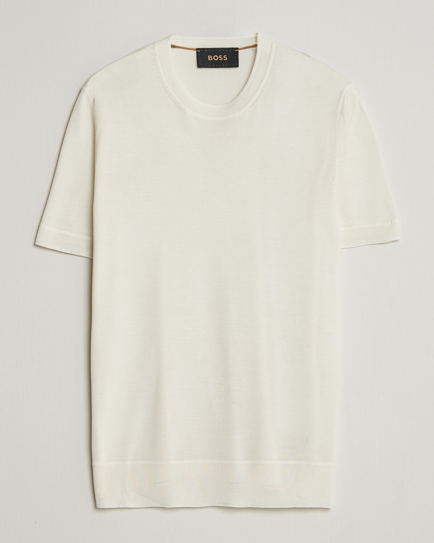 Herren | T-Shirts | BOSS CAMEL | Nottano Silk Knitted T-Shirt Open White