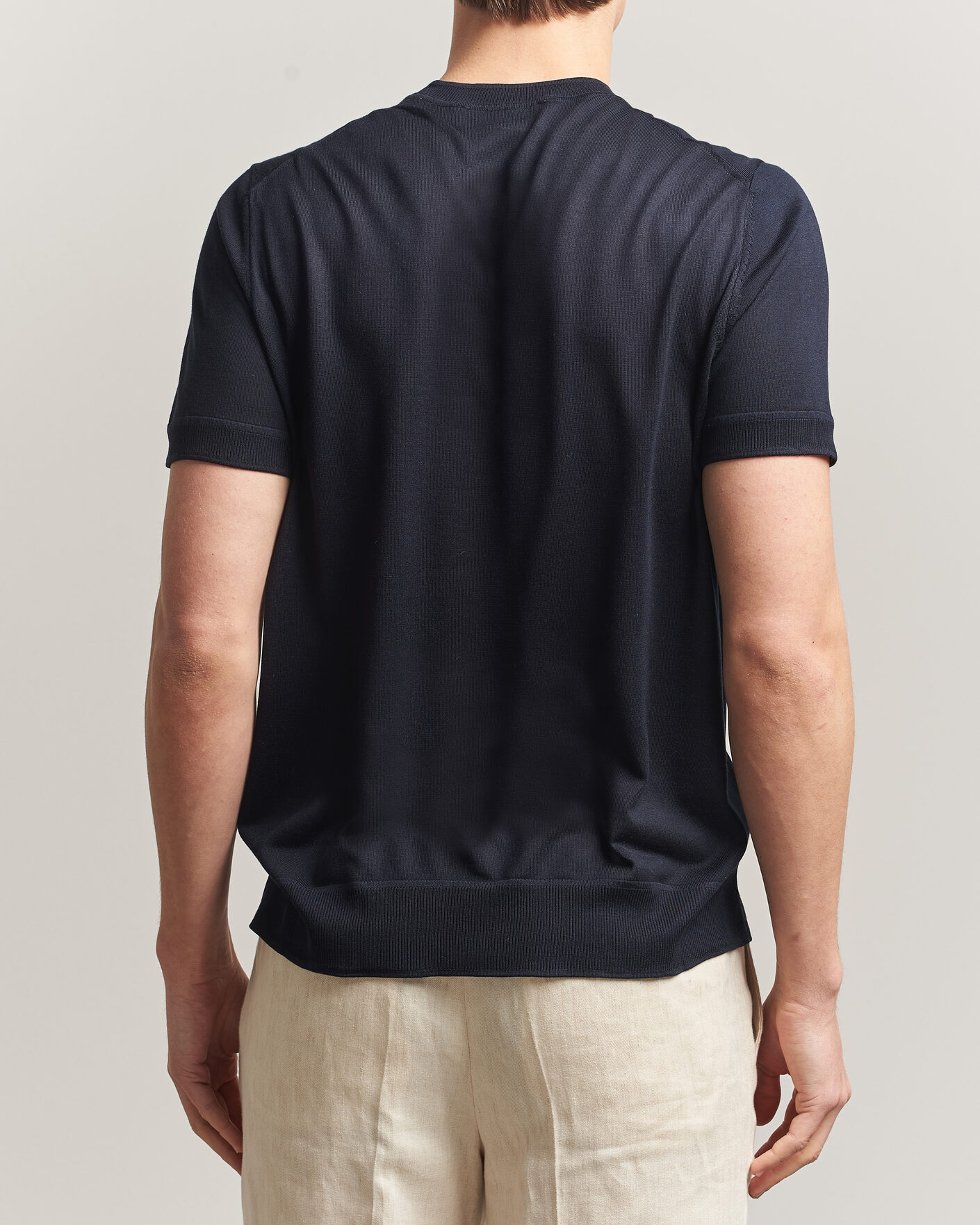 Herren | T-Shirts | BOSS CAMEL | Nottano Silk Knitted T-Shirt Dark Blue