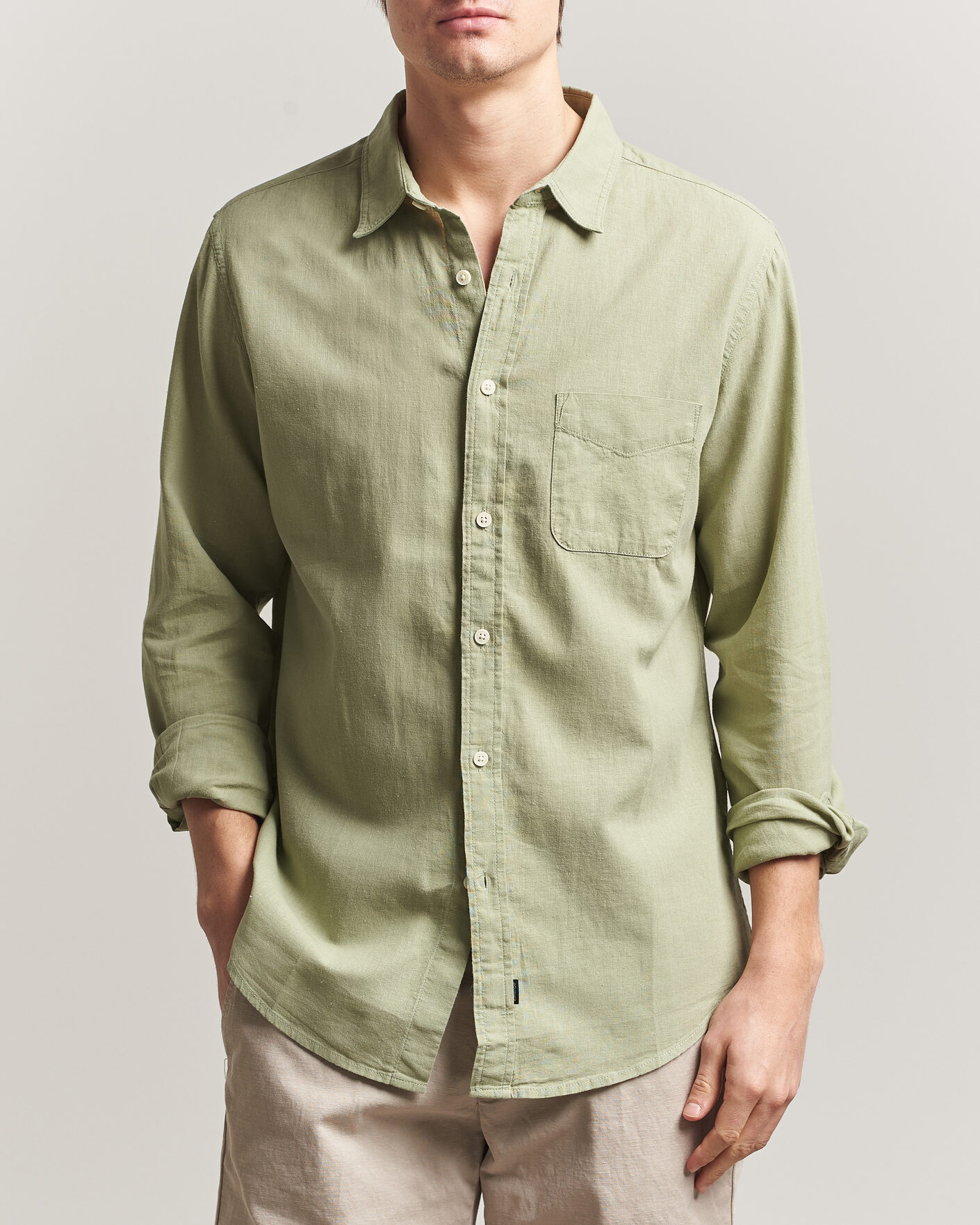Herren | Hemden | Dockers | Slim Linen/Cotton Shirt Tea