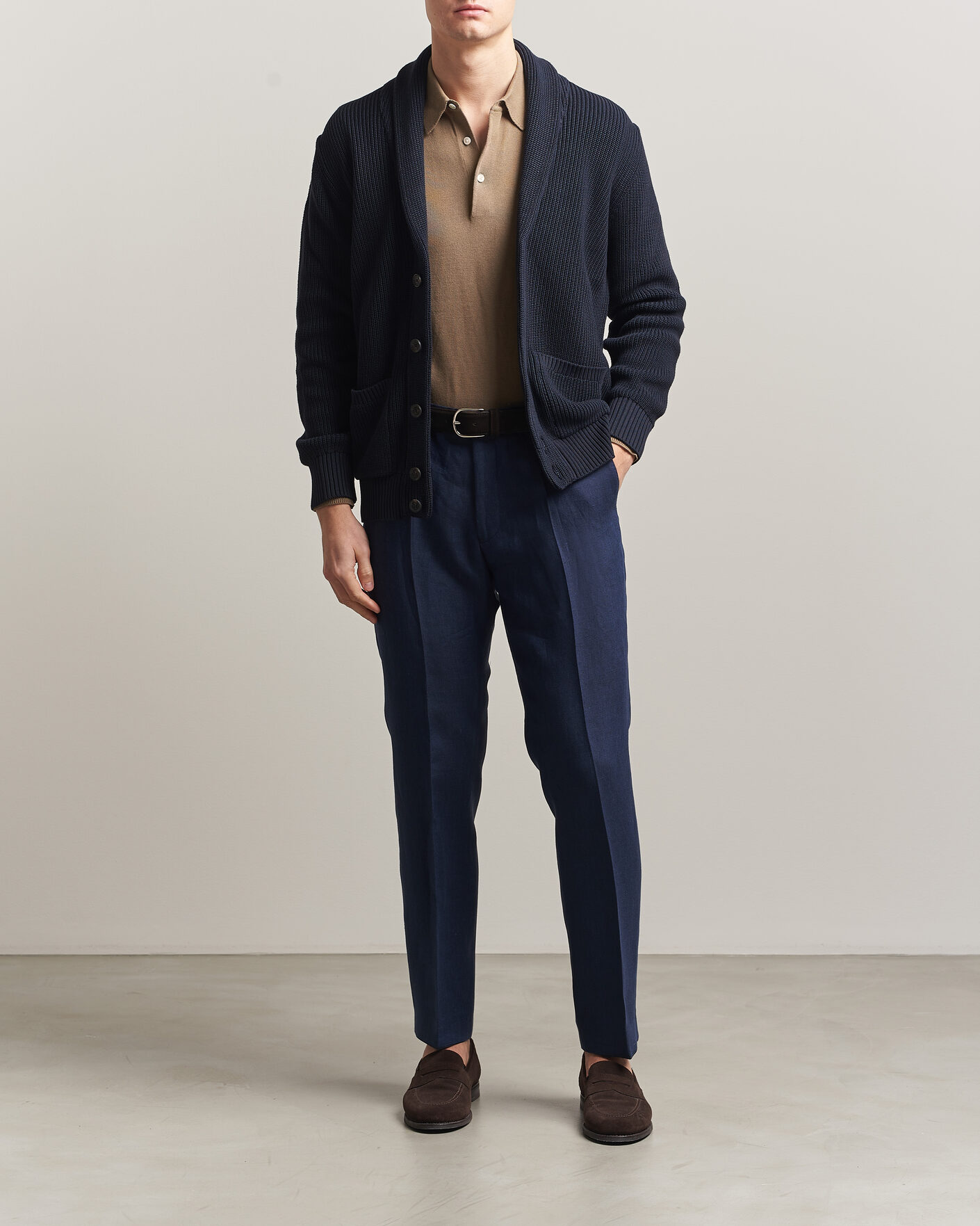 Herren | Hosen | Oscar Jacobson | Dandy Linen Trousers Navy