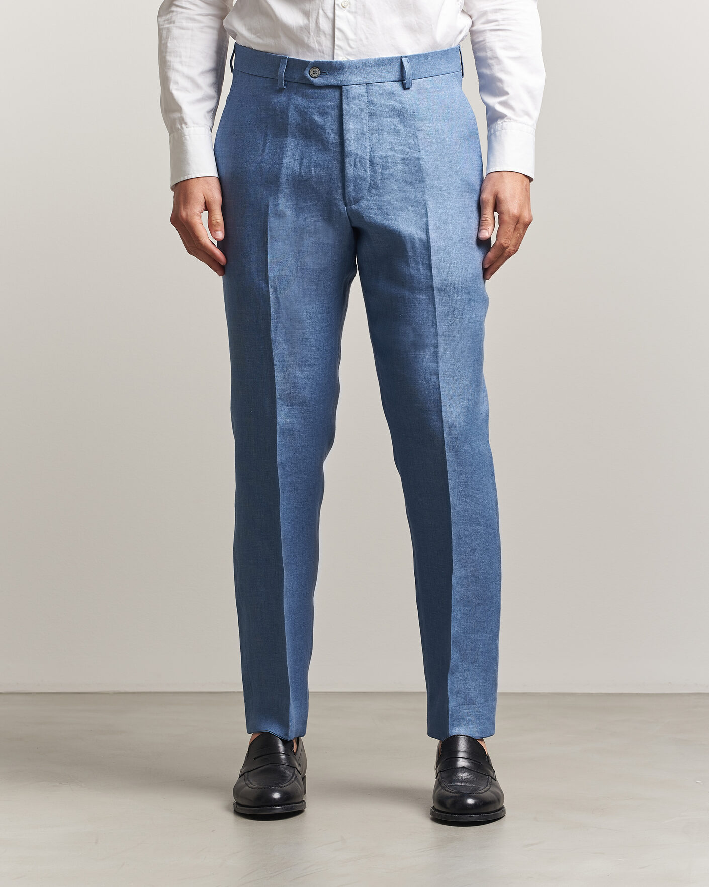 Herren | Hosen | Oscar Jacobson | Dandy Linen Trousers Light Blue