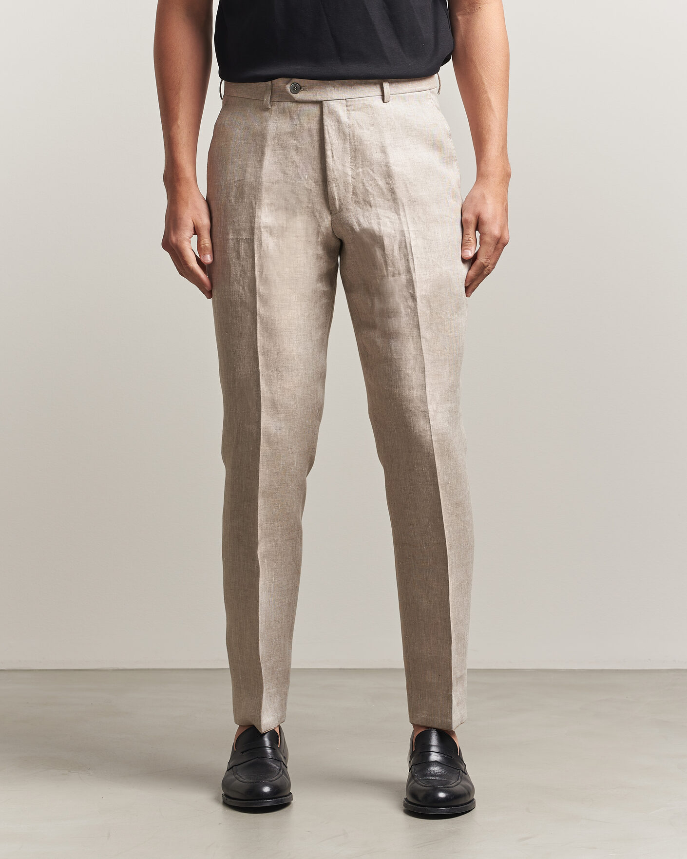 Herren | Hosen | Oscar Jacobson | Dandy Linen Trousers Beige