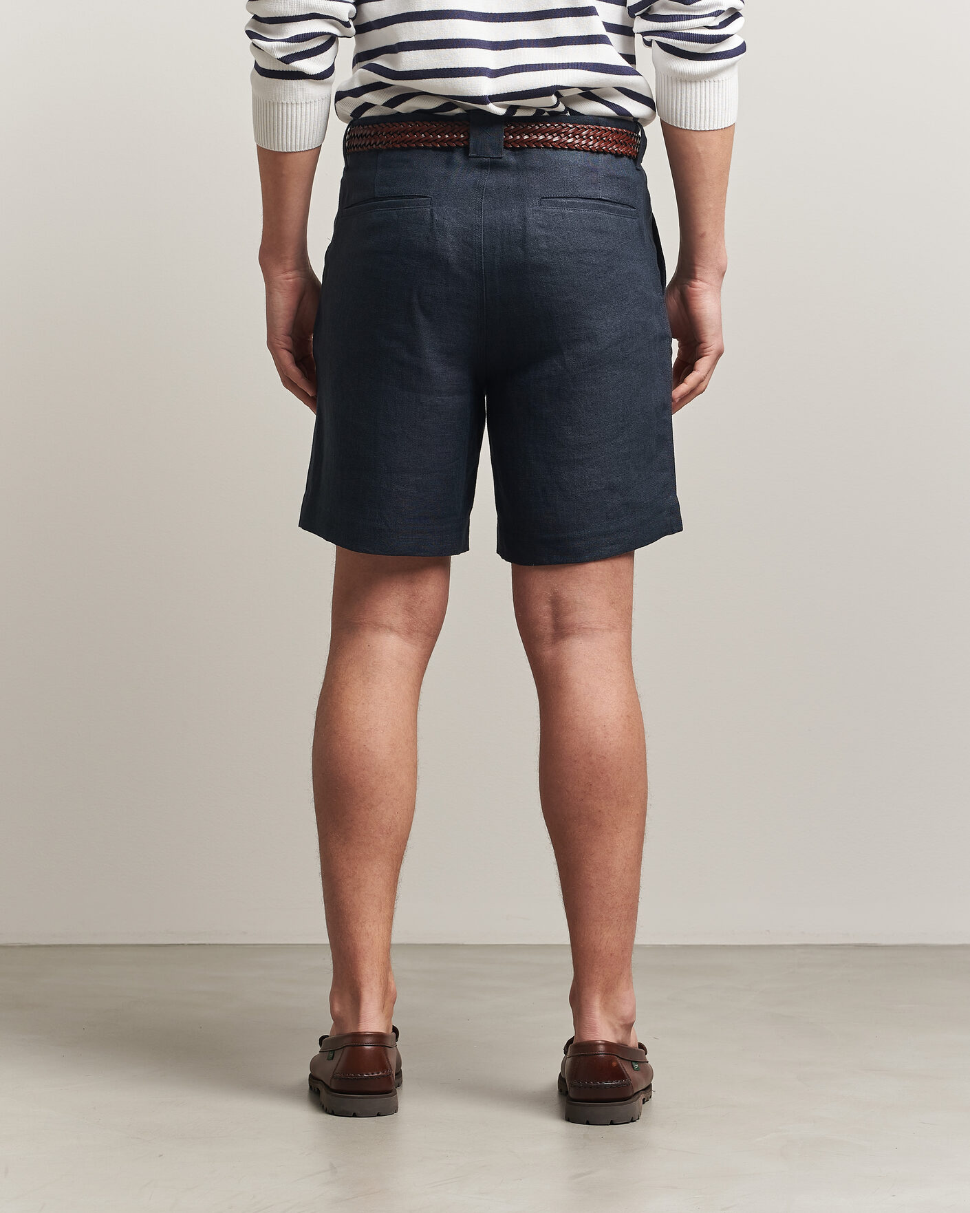 Herren | Shorts | Peregrine | Windsor Linen Shorts Navy Stripe