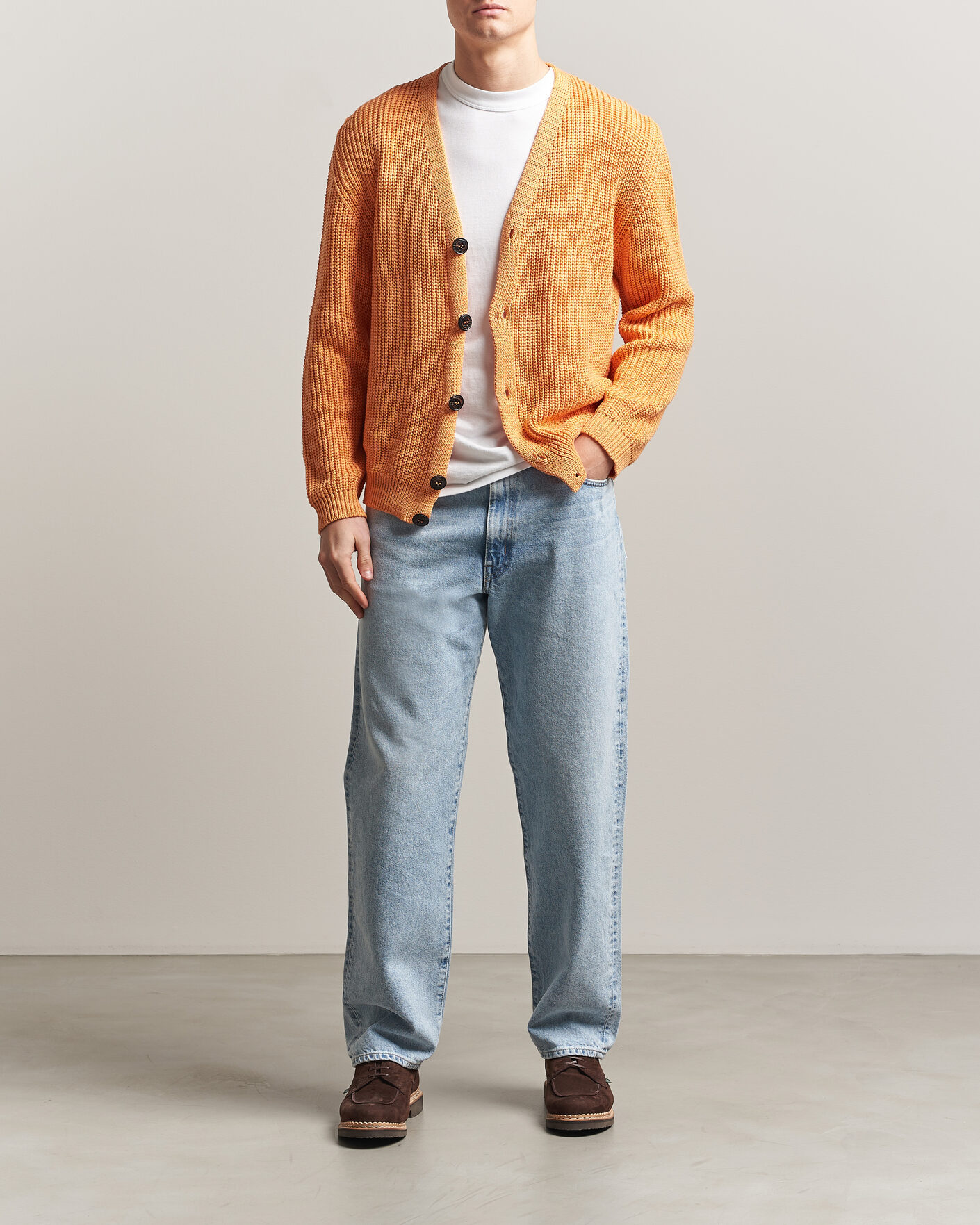 Herren | Pullover | Peregrine | River Cotton Cardigan Apricot