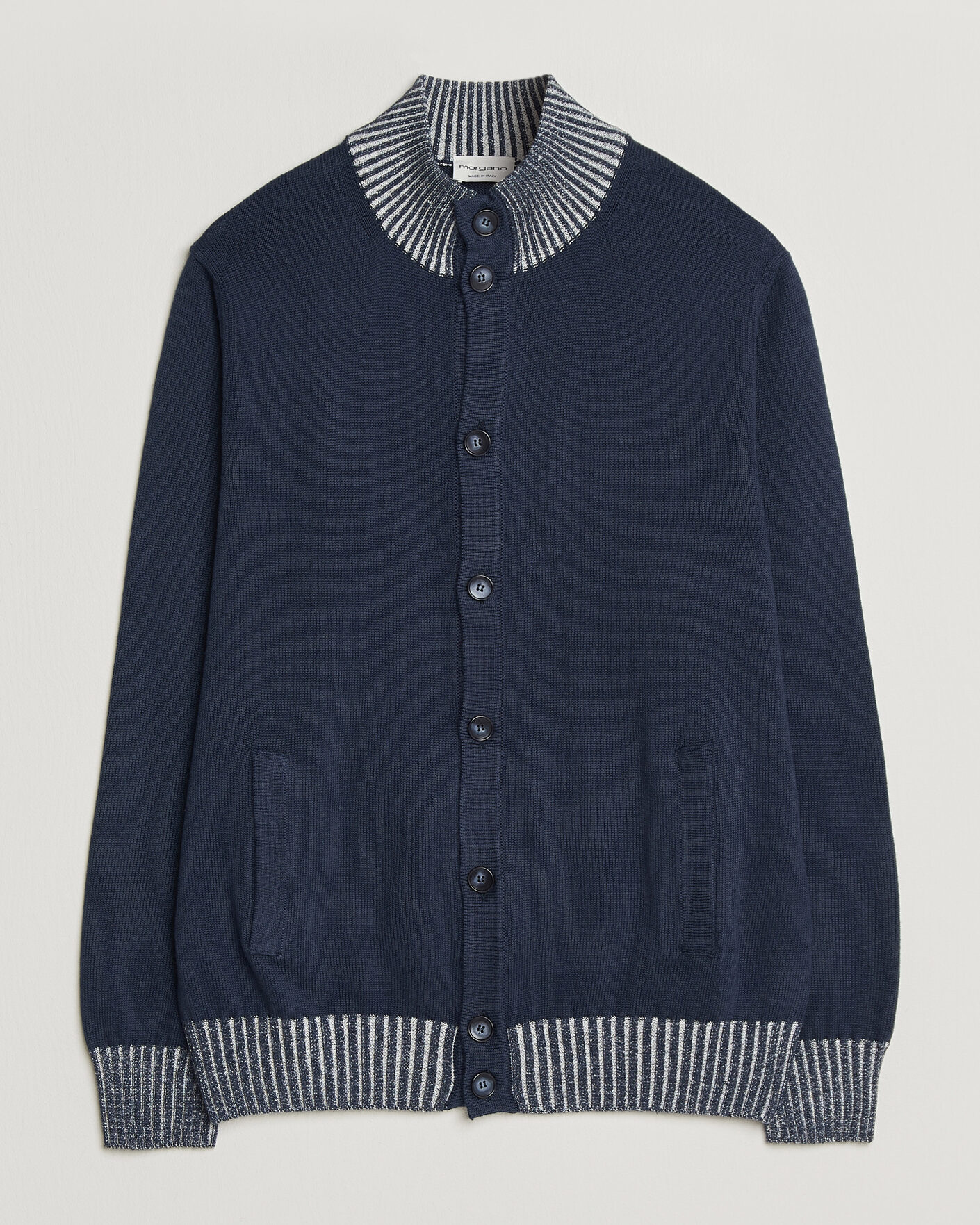 Herren | Pullover | Morgano | Cotton/Cashmere Knitted Cardigan Navy