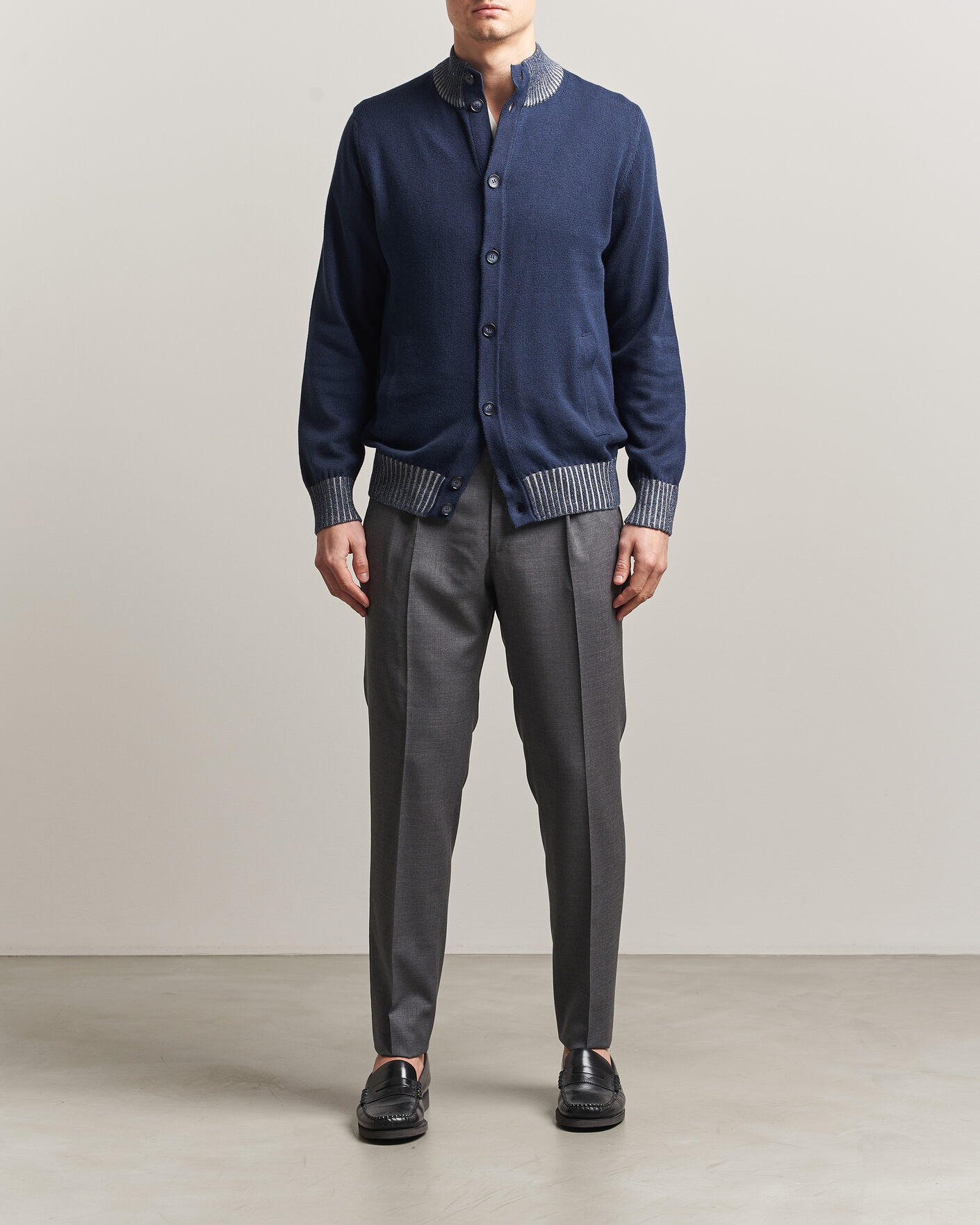 Herren | Pullover | Morgano | Cotton/Cashmere Knitted Cardigan Navy