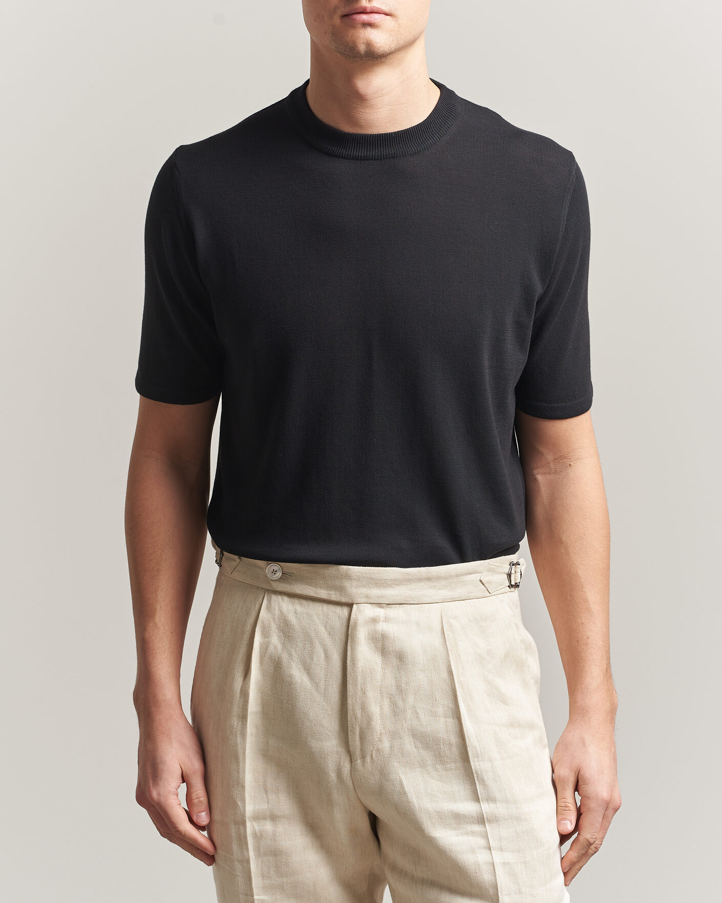 Herren | T-Shirts | Morgano | Knitted Cotton Crepe T-Shirt Black