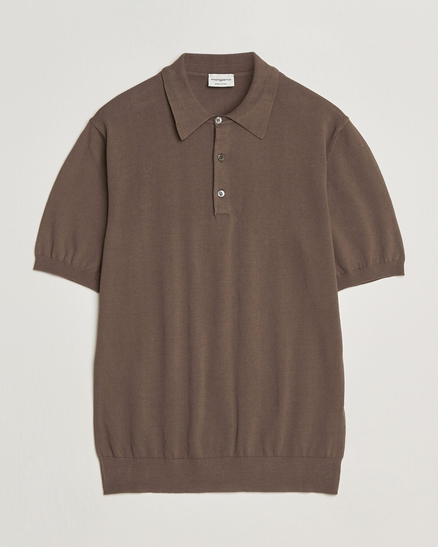 Herren | Poloshirts | Morgano | Knitted Cotton Crepe Polo Brown