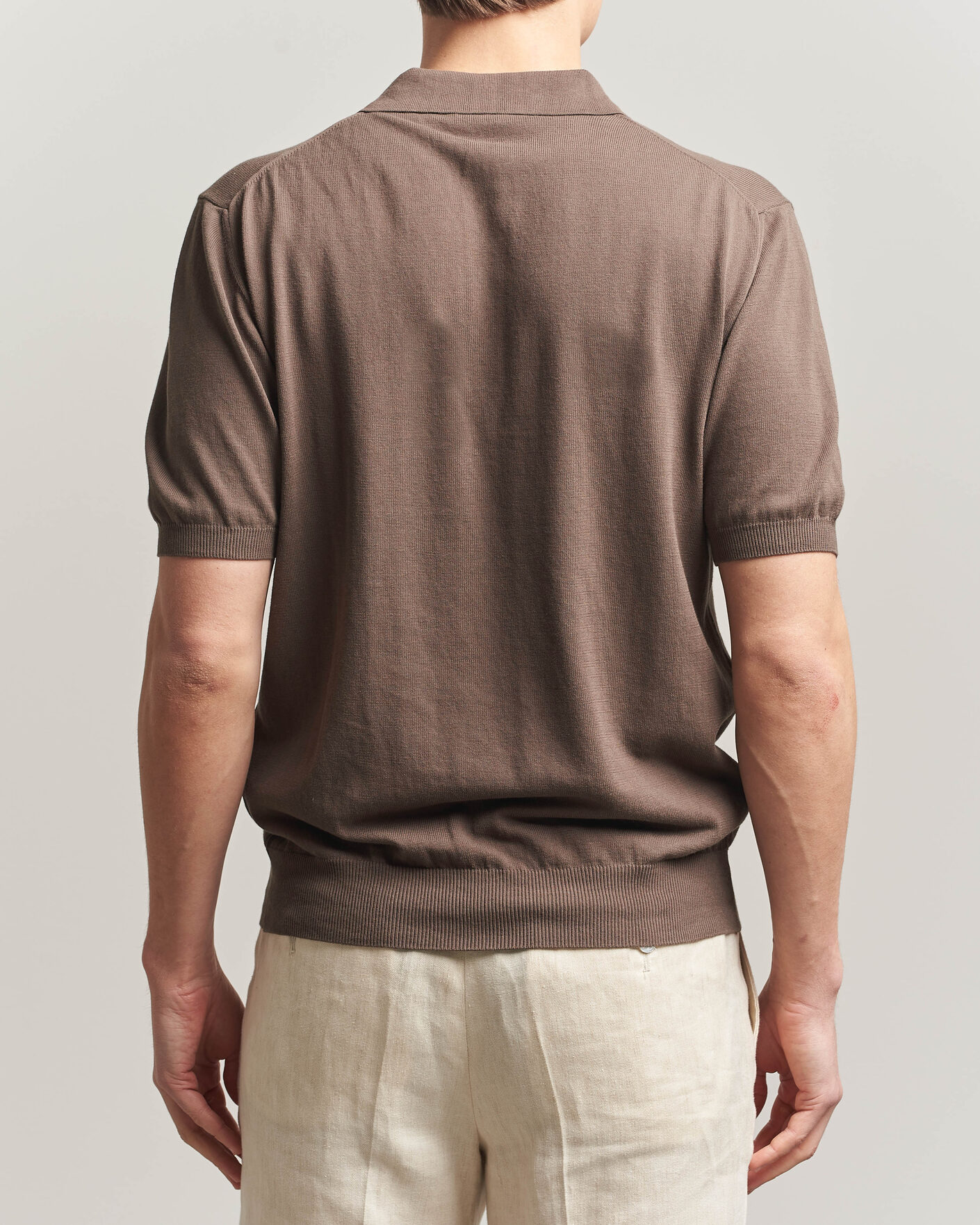 Herren | Poloshirts | Morgano | Knitted Cotton Crepe Polo Brown