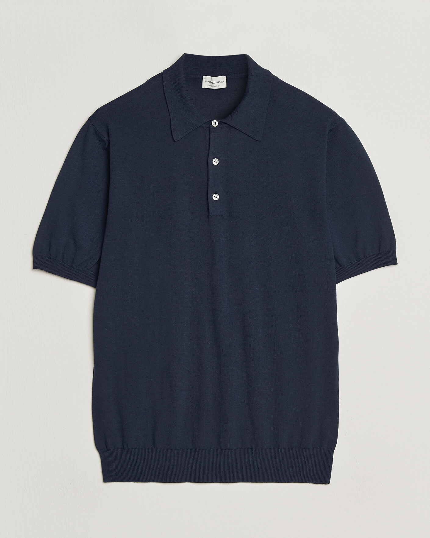 Herren | Poloshirts | Morgano | Knitted Cotton Crepe Polo Navy