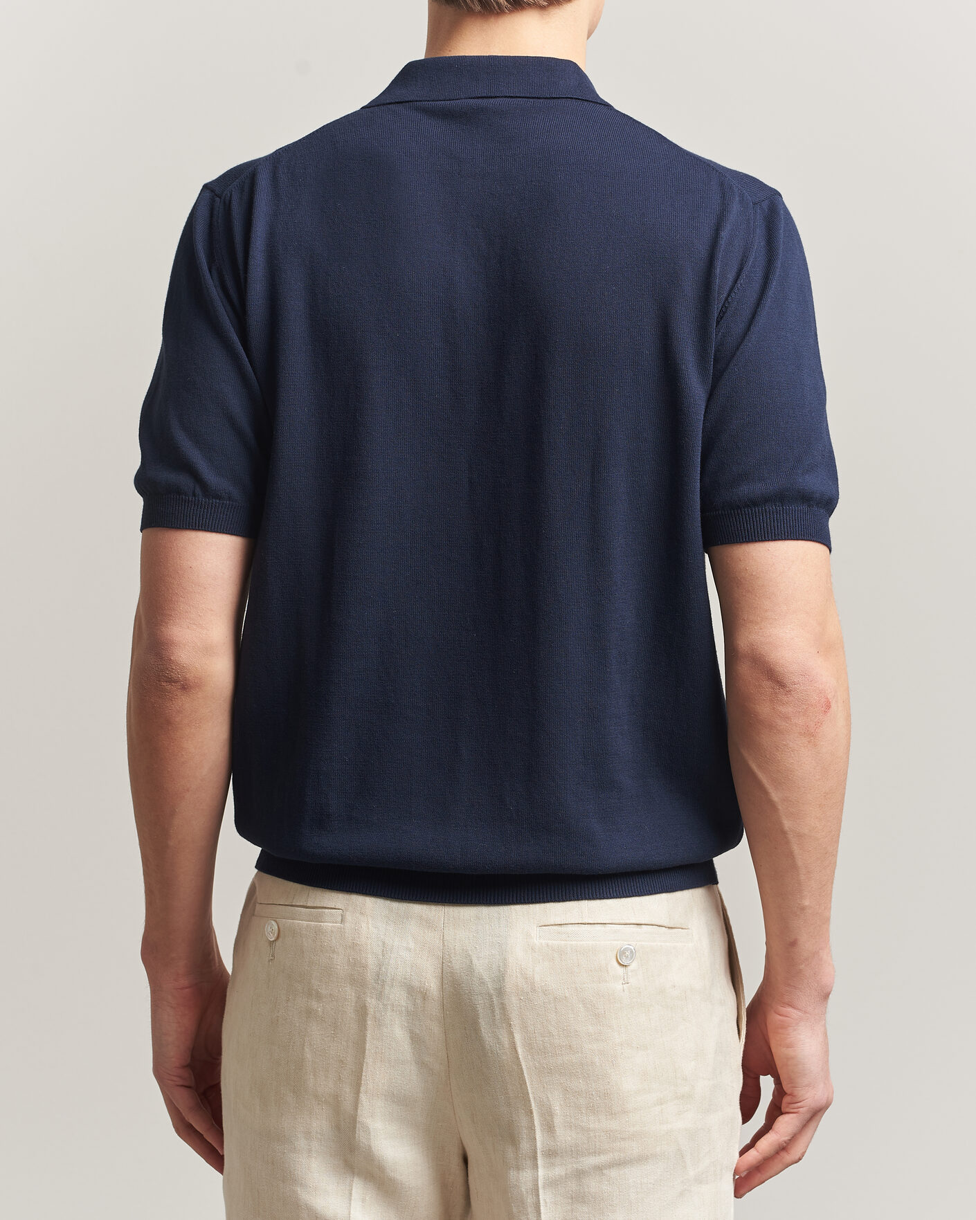 Herren | Poloshirts | Morgano | Knitted Cotton Crepe Polo Navy