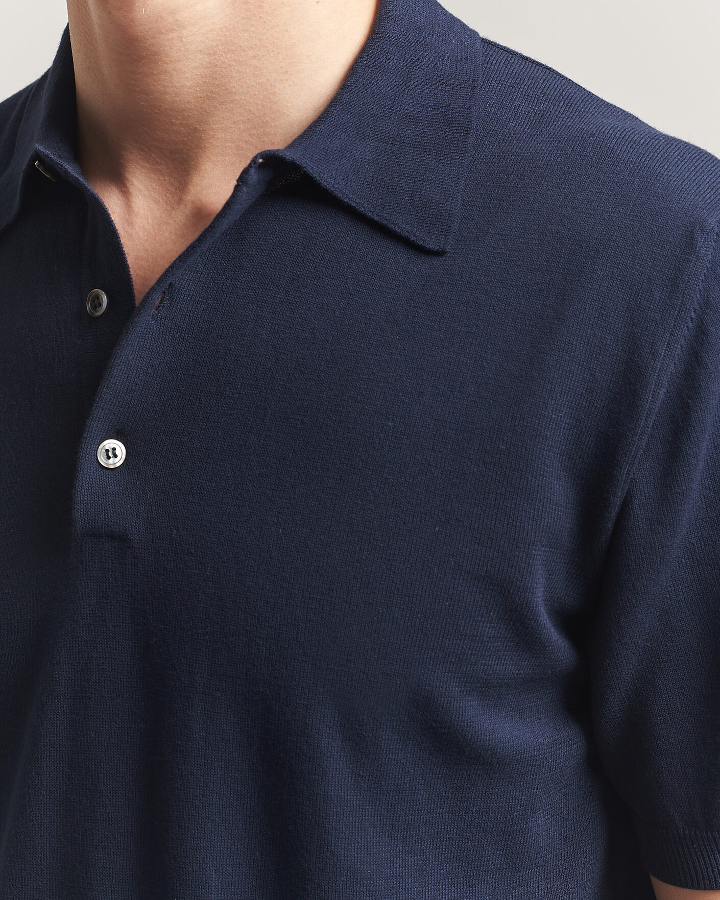 Herren | Poloshirts | Morgano | Knitted Cotton Crepe Polo Navy