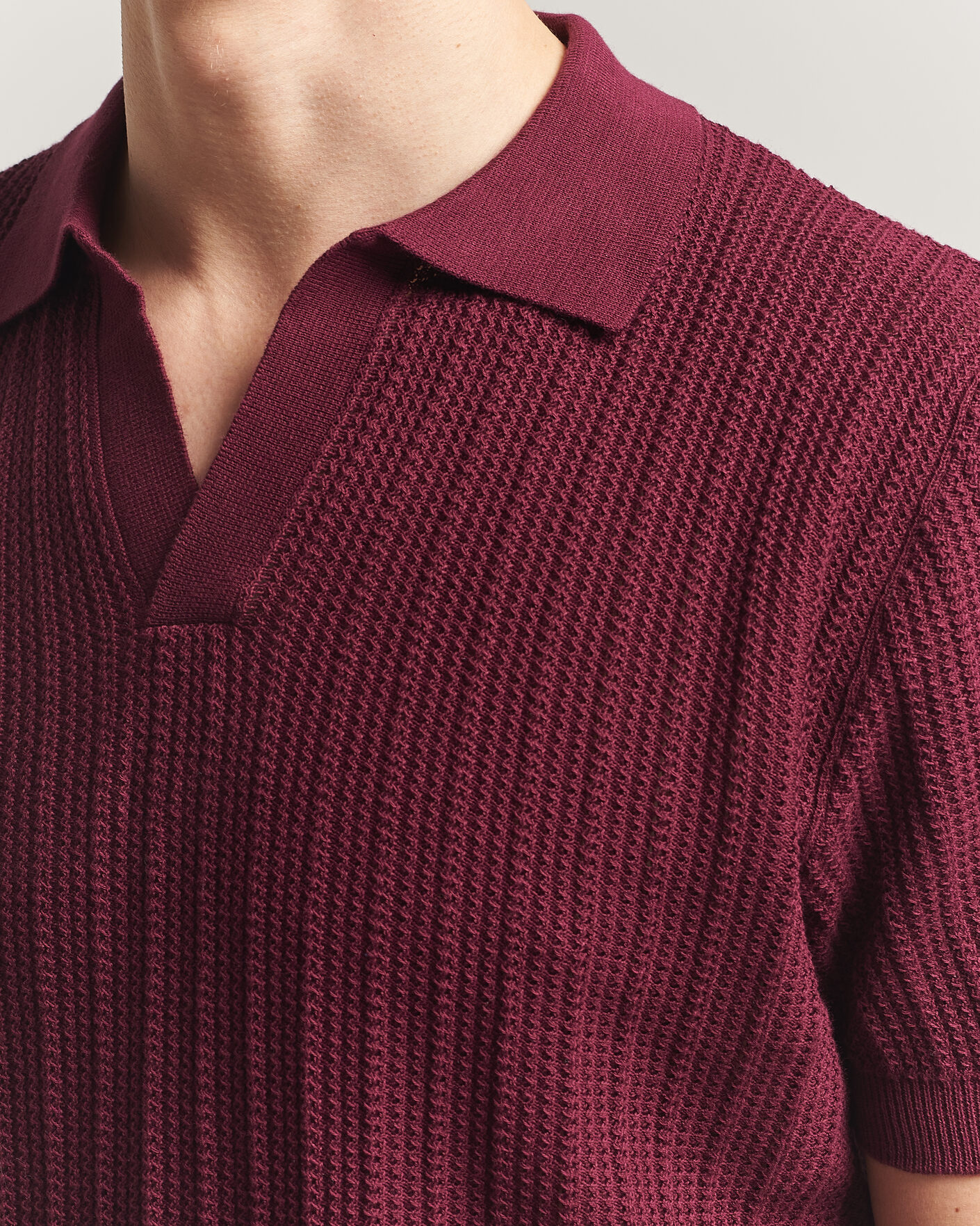 Herren | Poloshirts | Morgano | Structured Knitted Polo Burgundy