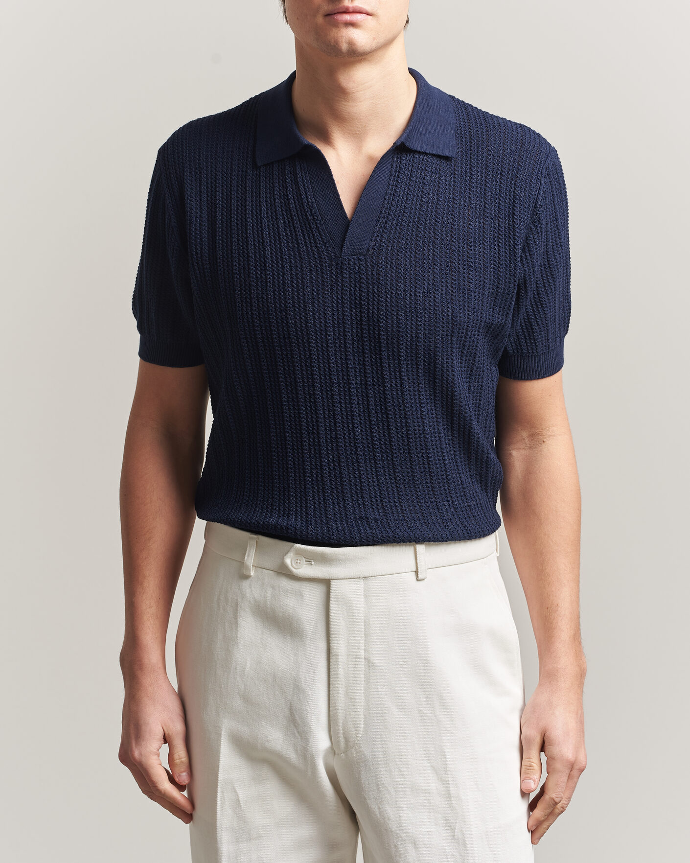 Herren | Poloshirts | Morgano | Structured Knitted Polo Navy