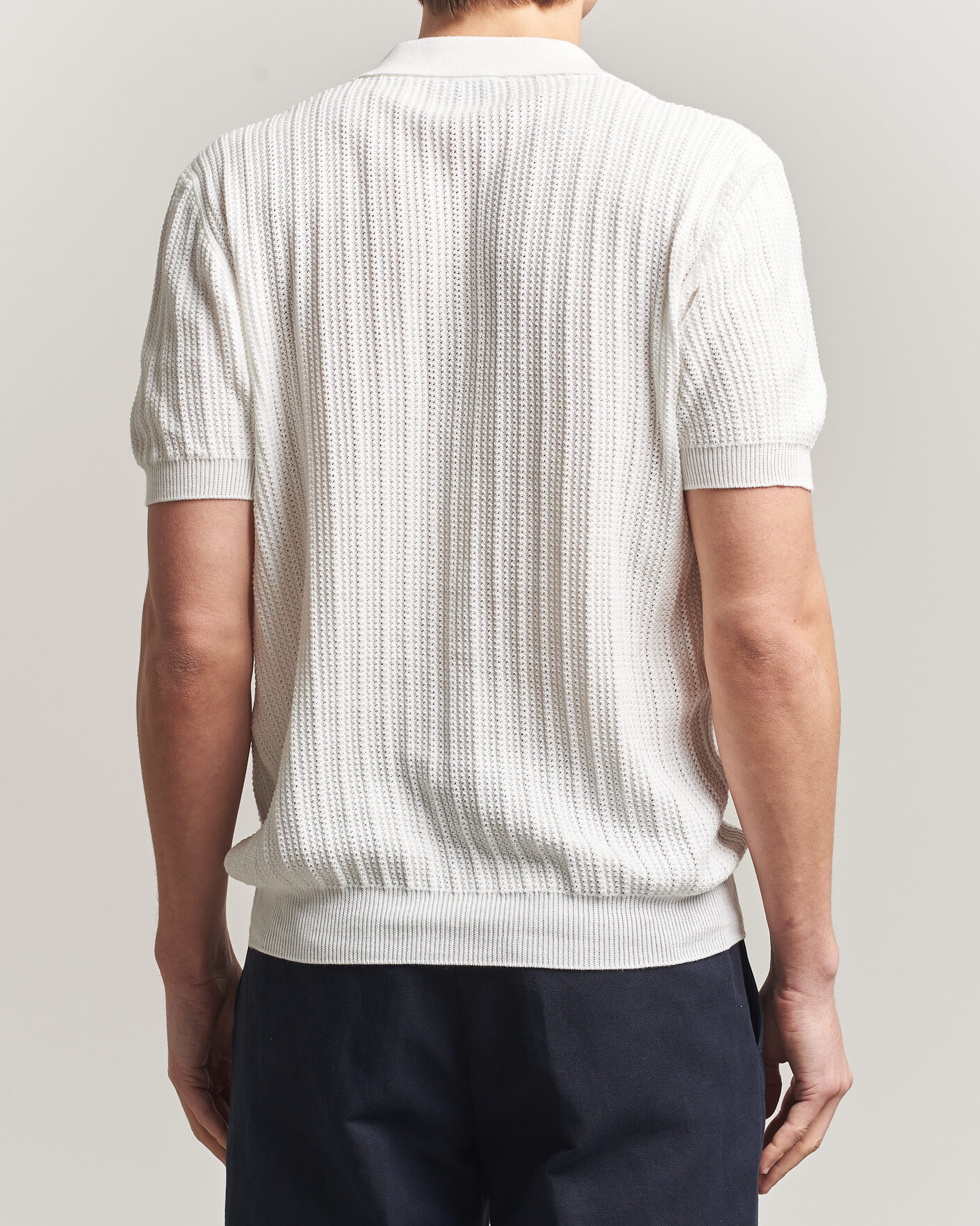 Herren | Poloshirts | Morgano | Structured Knitted Polo White