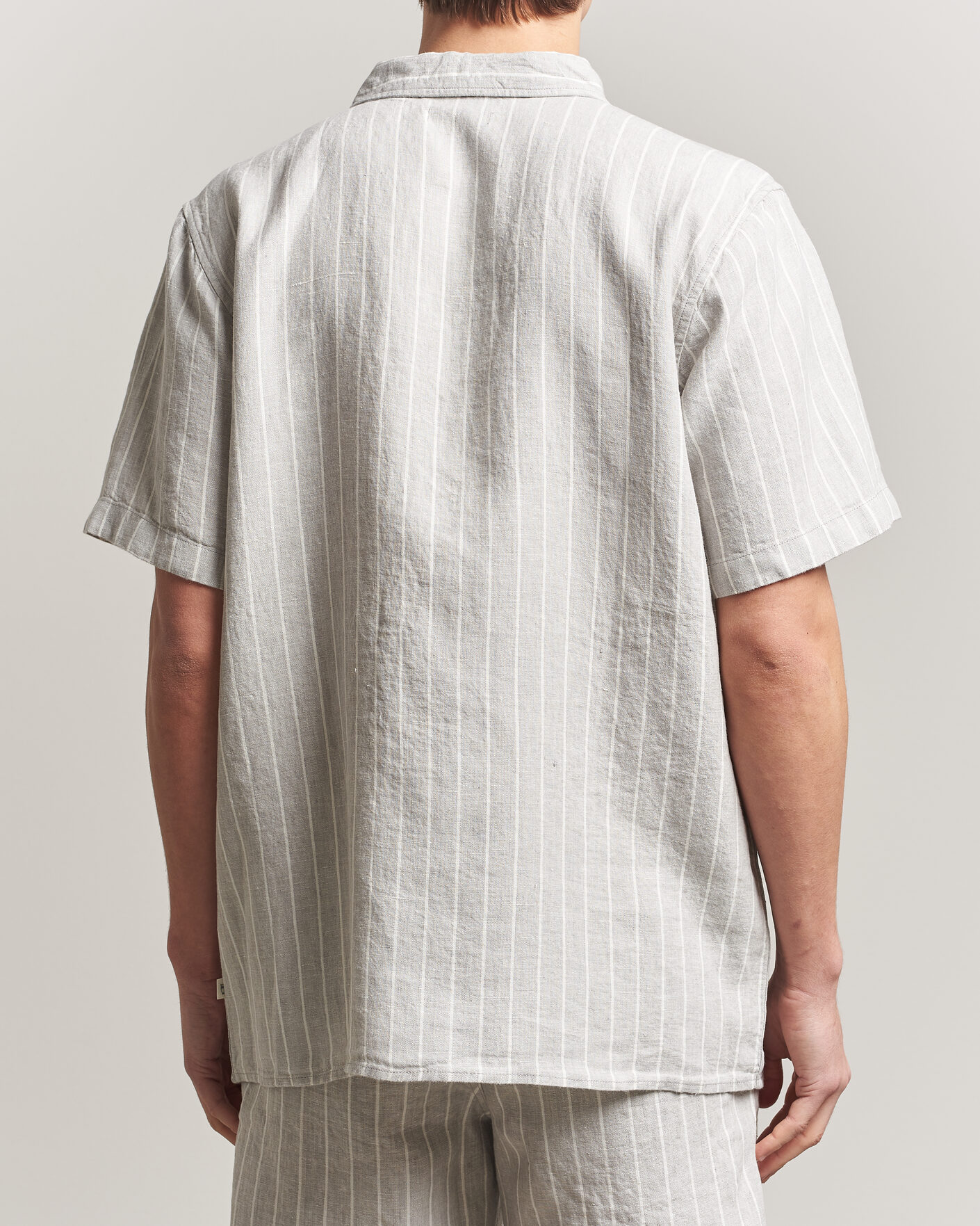 Herren | Hemden | KnowledgeCotton Apparel | Striped Linen Resort Shirt Grey