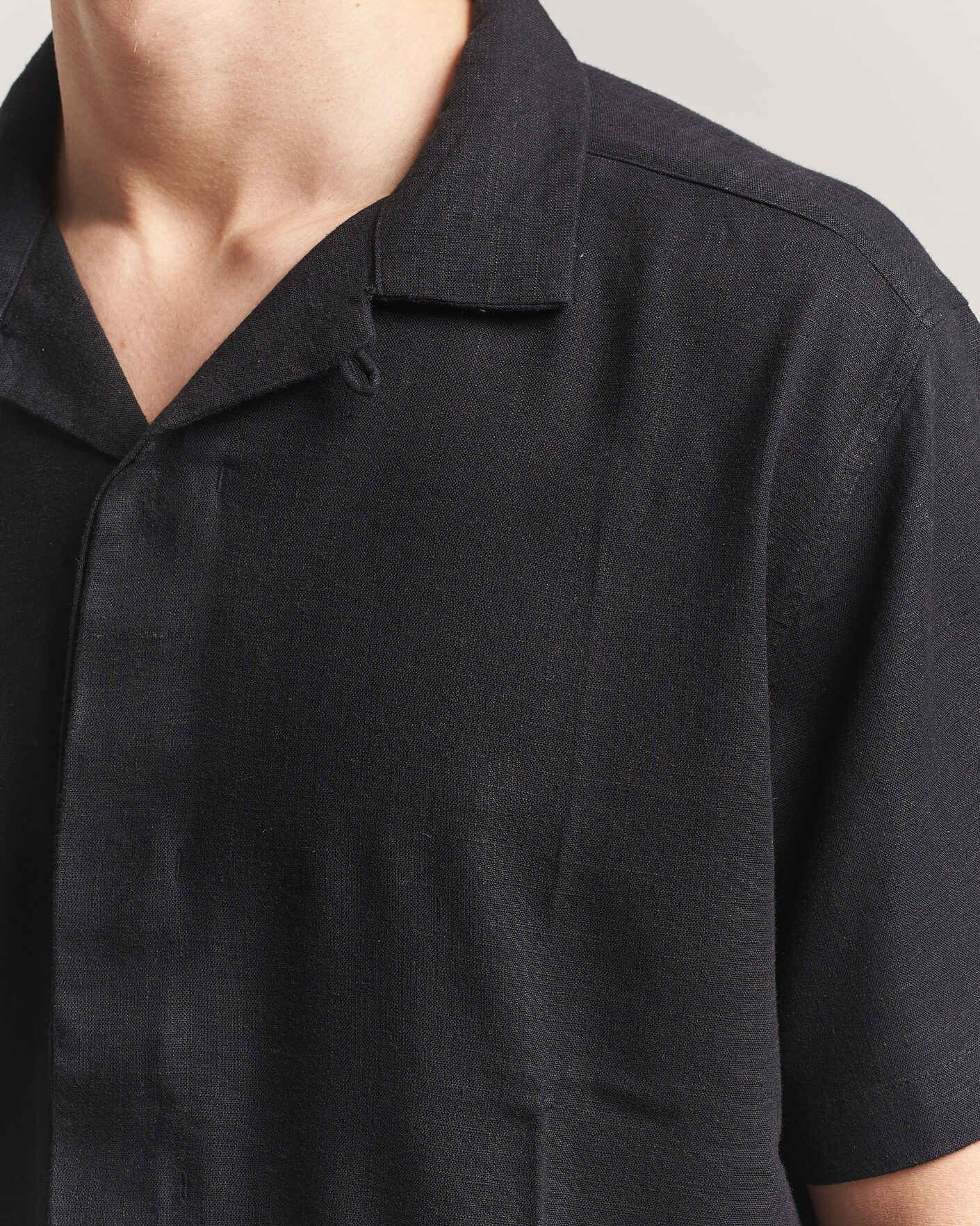 Herren | Hemden | KnowledgeCotton Apparel | Linen/Lyocell Resort Shirt Black