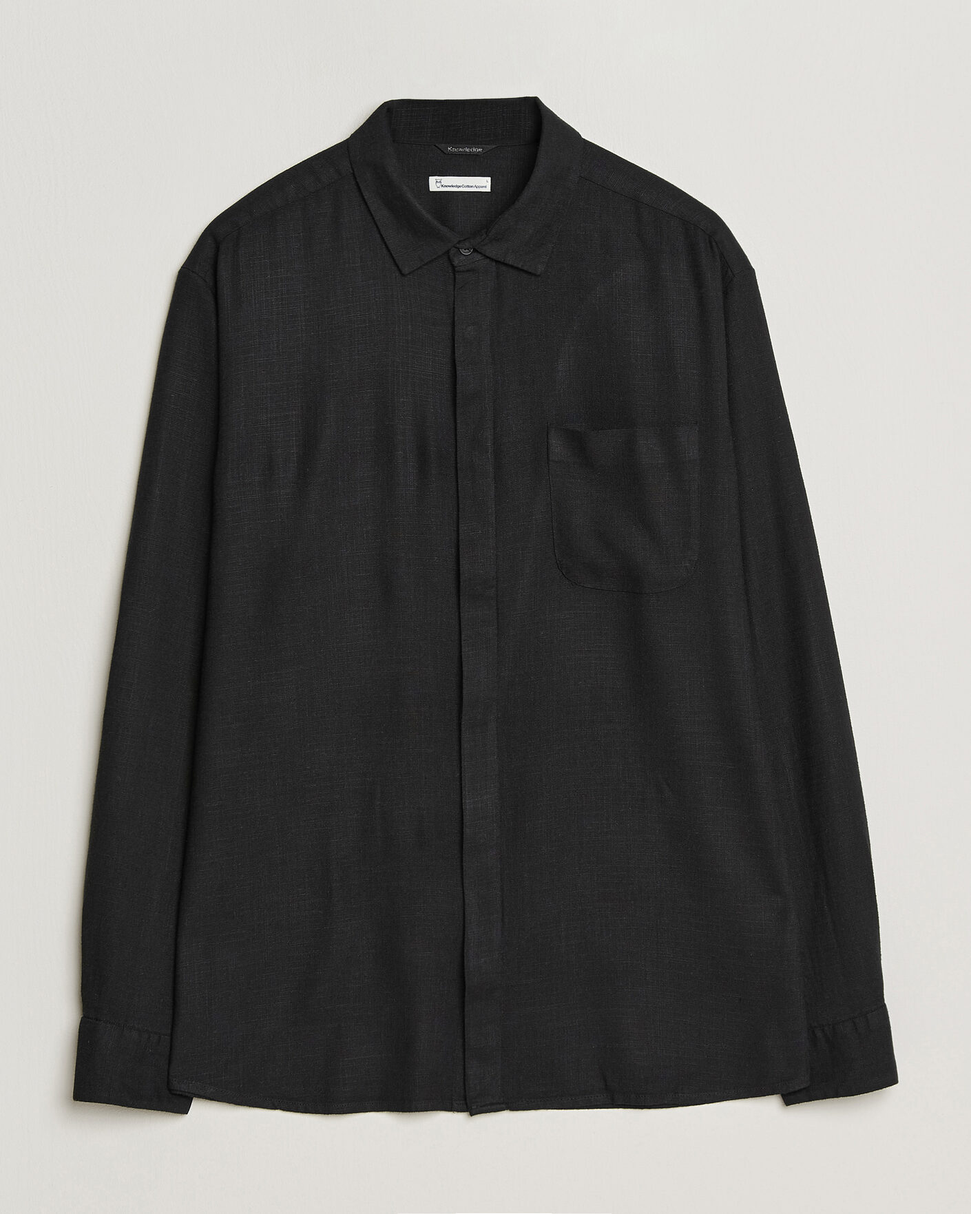 Herren | Hemden | KnowledgeCotton Apparel | Linen/Lycell Relaxed Long Sleeve Shirt Black