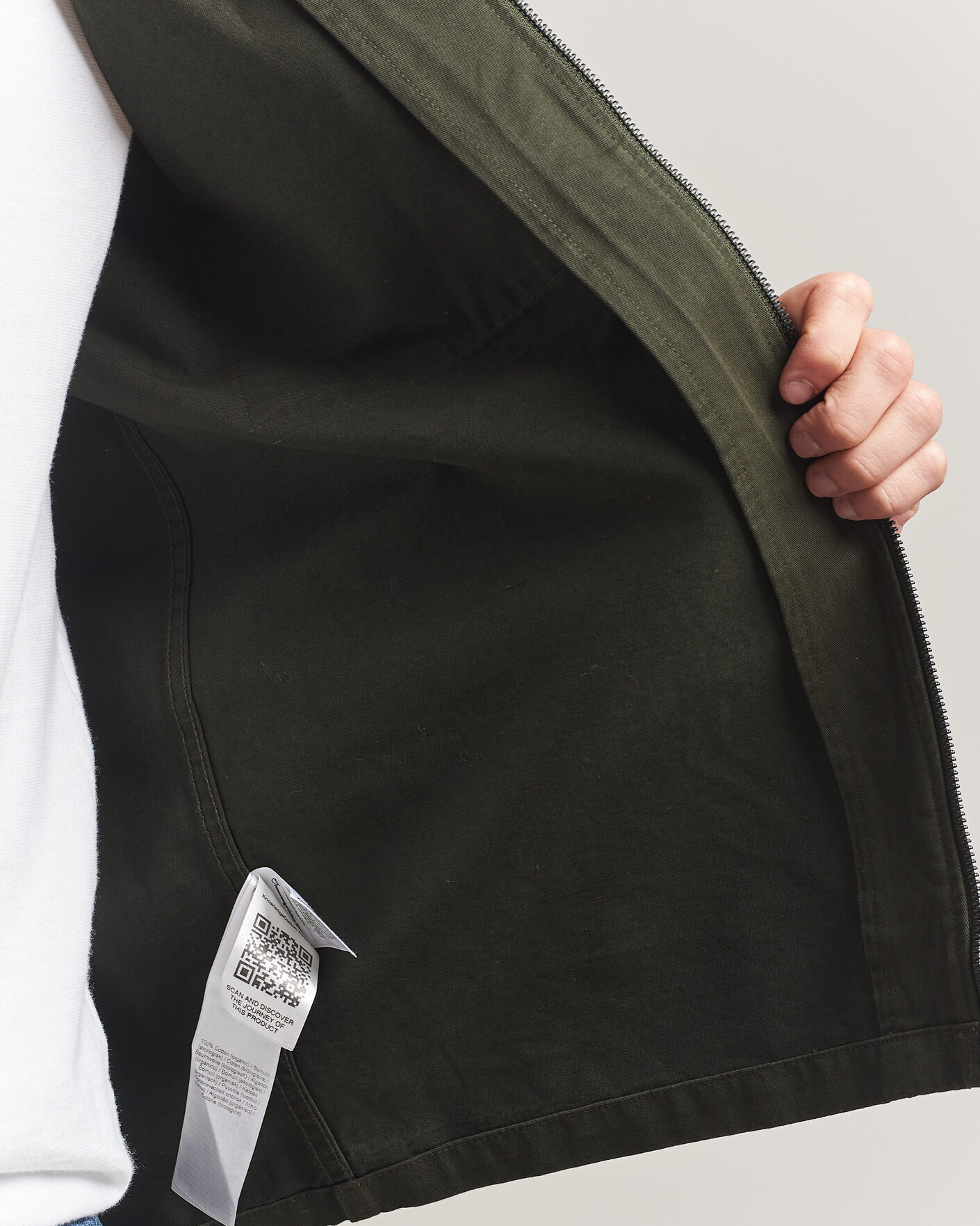 Herren | Hemden | KnowledgeCotton Apparel | Cotton Twill Stretch Zip Overshirt Forest Night