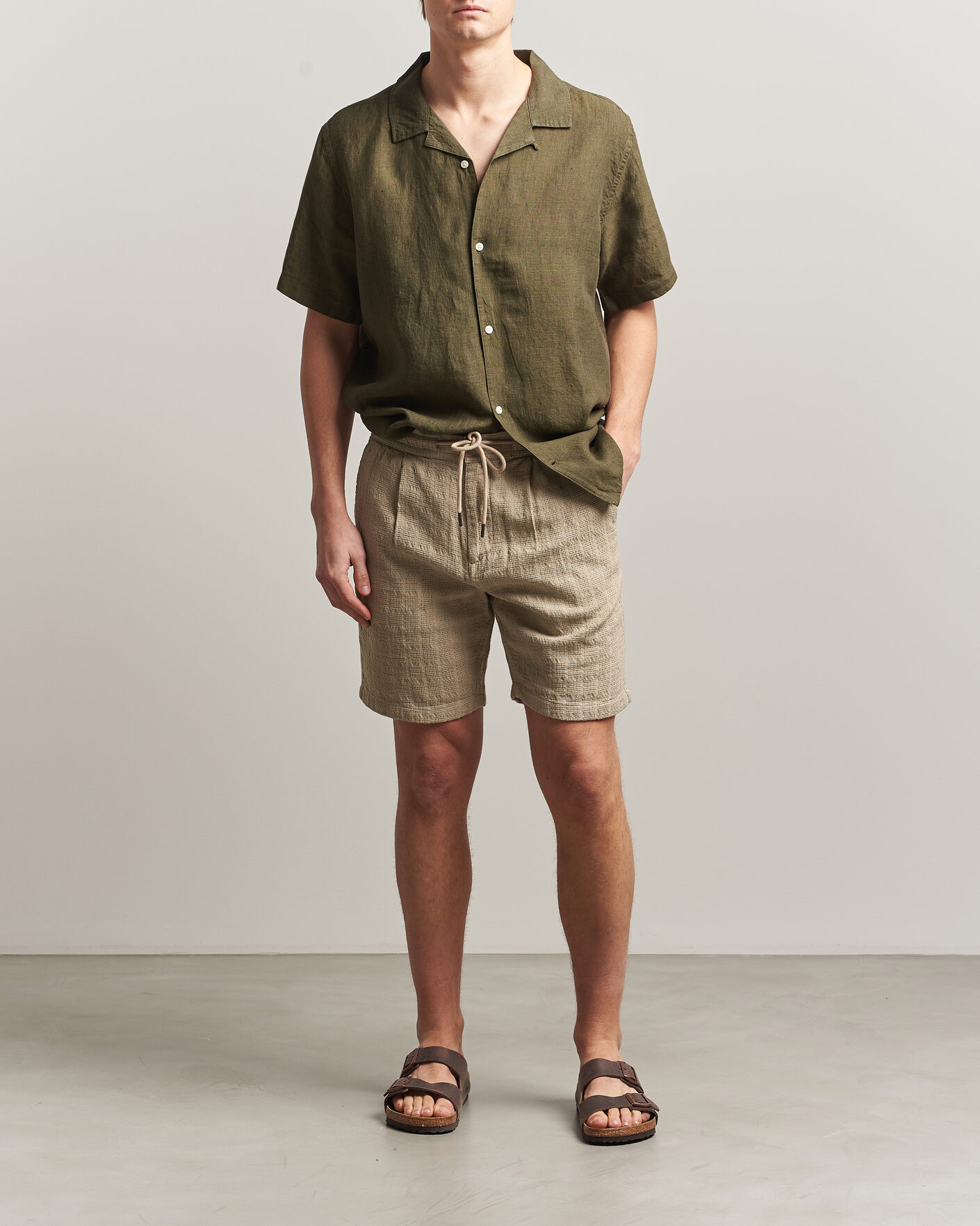 Herren | Shorts | KnowledgeCotton Apparel | Structured Cotton Dobby Shorts Twill